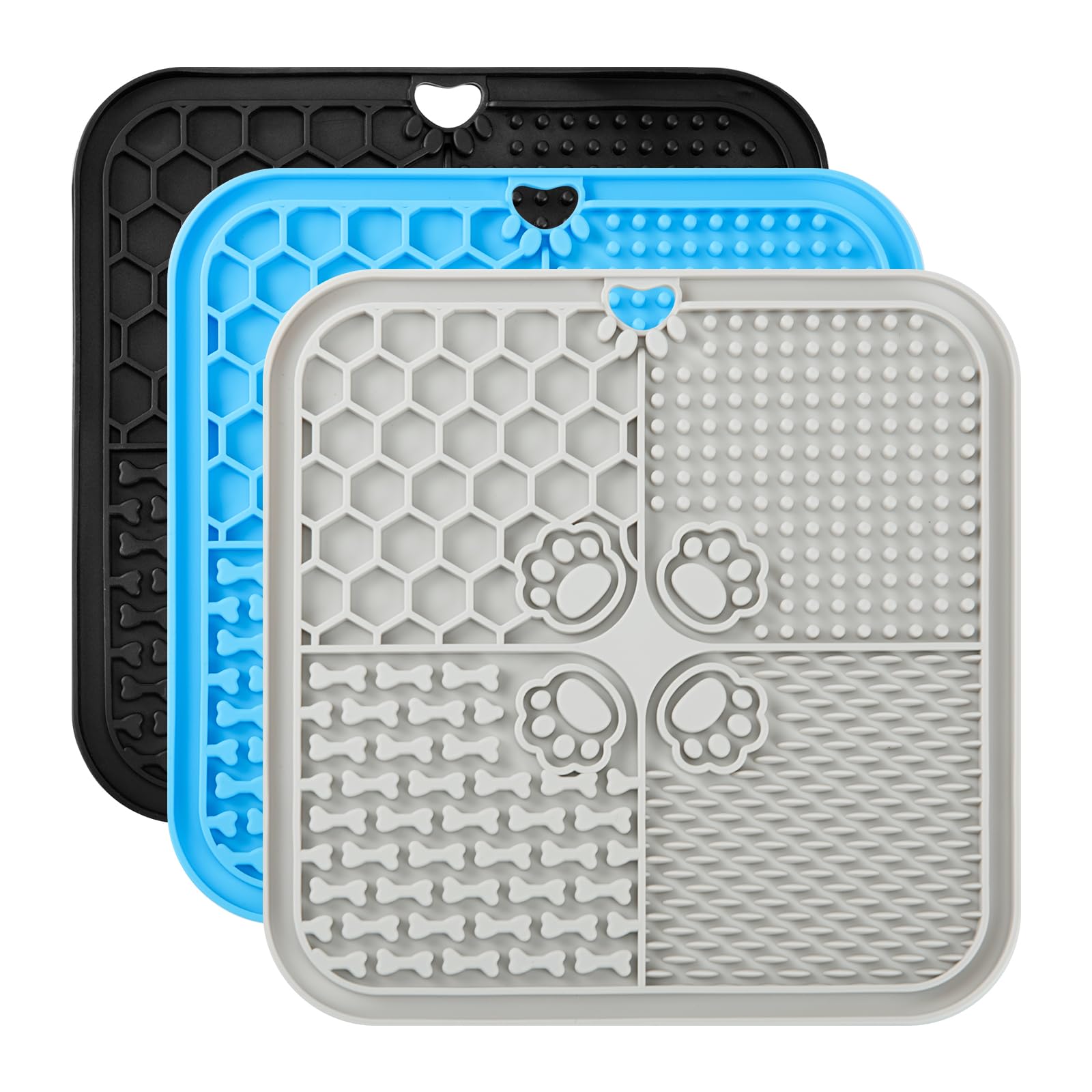 Dog Lick Mat, 3Pack Dog Slow Feeder, Non-Slip Design Lick Mat for Dogs and Cats, Boredom and Anxiety Reducer,Suitable for Treats
