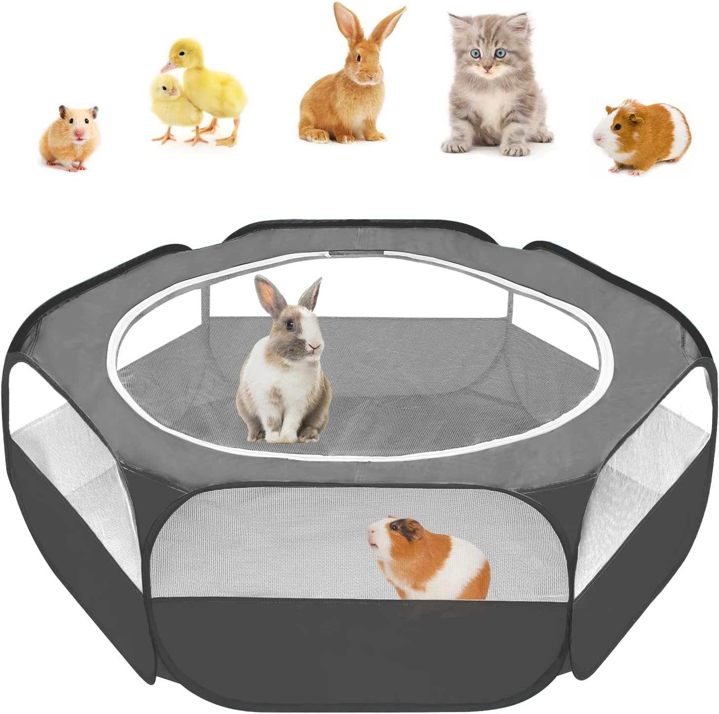 Amakunft Guinea Pig Playpen With Cover, Hamster Playpen With Top, Rabbit Pop Up Playpen With Roof, Small Animal Play Pen Indoor,