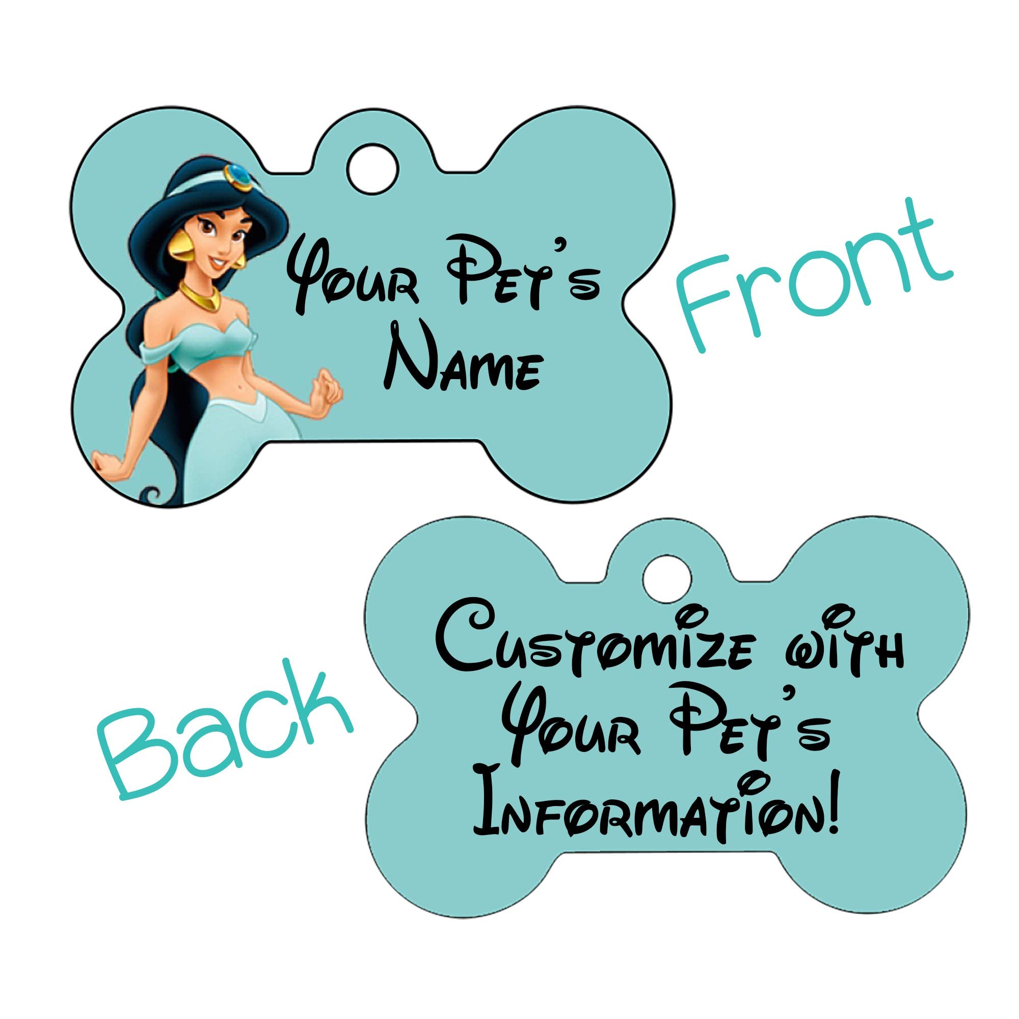 Udesignusa Custom Double Sided Bone Shaped Pet Id Tags For Dogs & Cats Personalized For Your Pet (Jasmine)