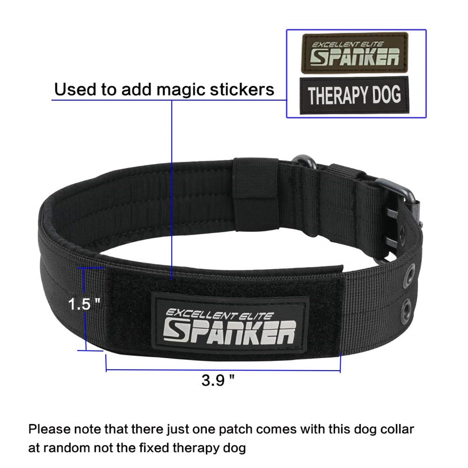 Excellent Elite Spanker 1.5' Width Military Dog Collar Adjustable Metal D Ring & Buckle Working Dog Collar For Medium Large Dogs(Ranger Green-L)