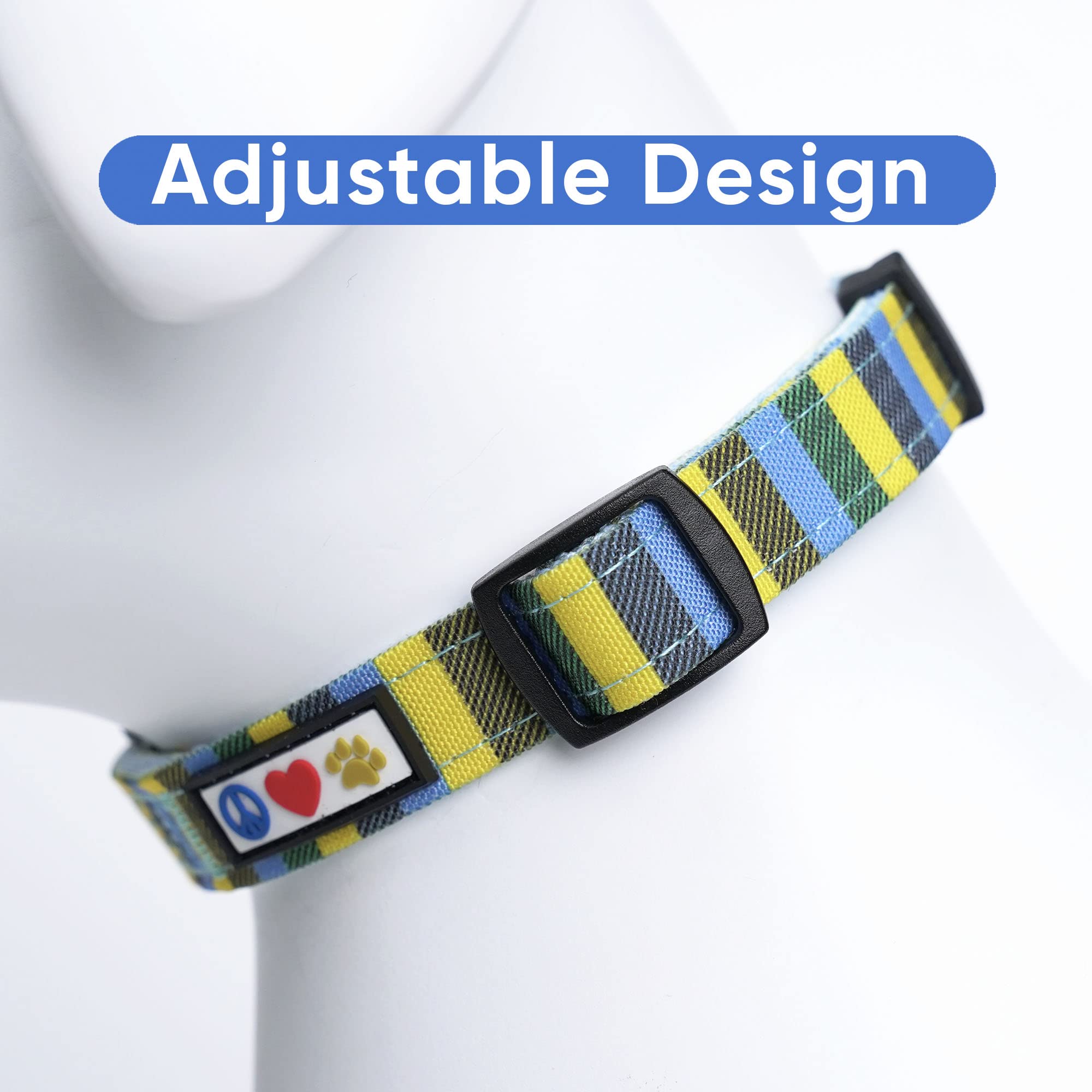 Pawtitas Multicolor Dog Collar Puppy Collar Pet Collar Multicolor Dog Collar Small Dog Collar Blue/Yellow/Green Dog Collar