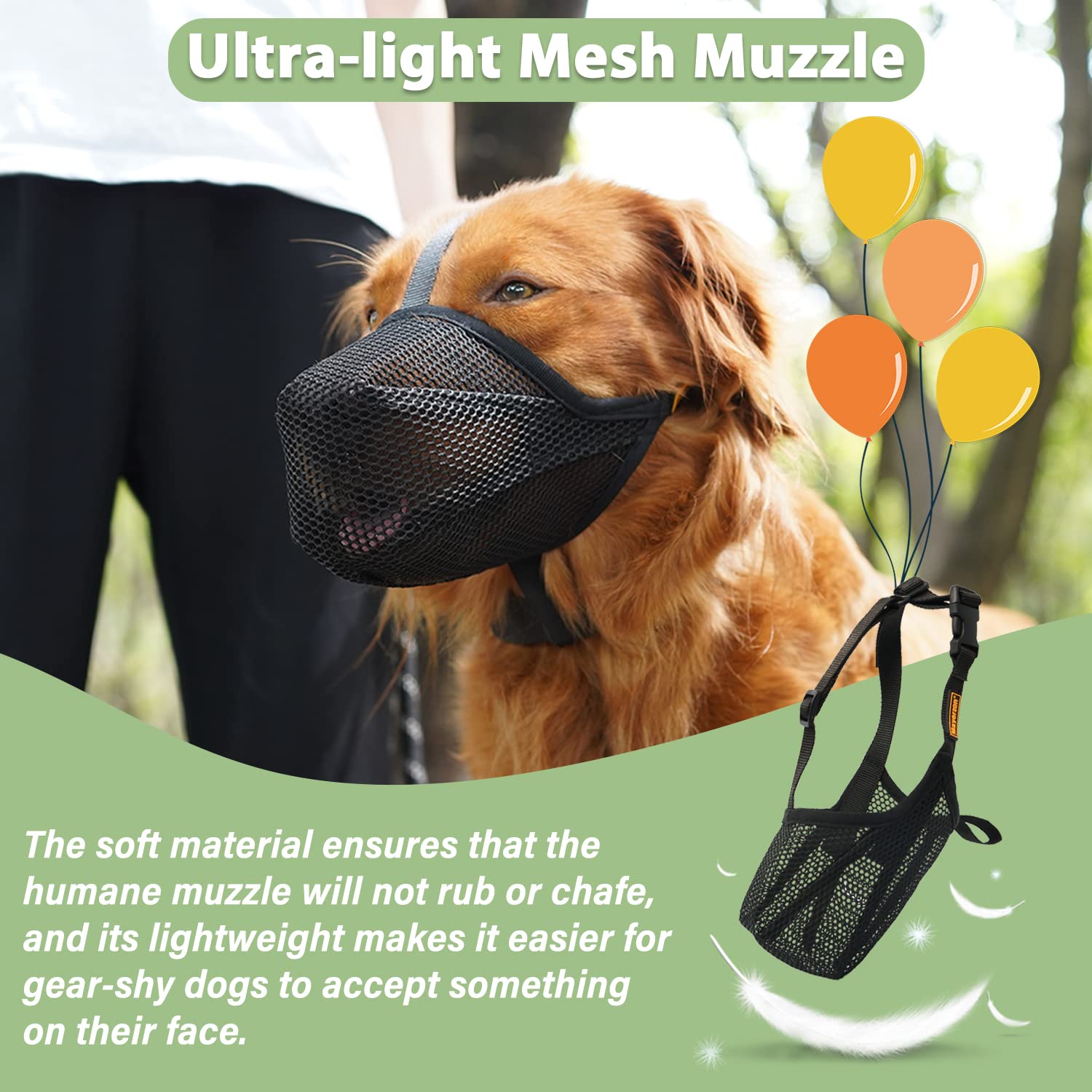 Mayerzon Dog Muzzle, Patented Soft Mesh Muzzle For Small Medium Large Dogs For Scavenging Biting Licking And Chewing, Allows To
