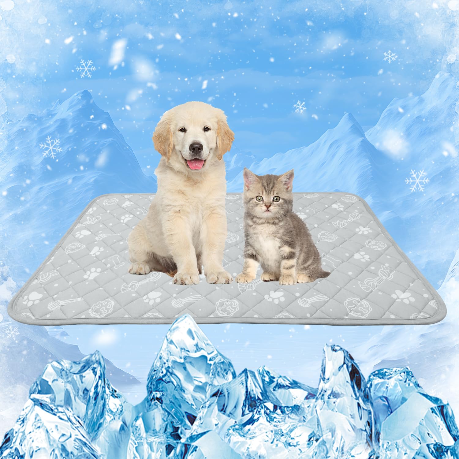 Mh Mylune Home Dog/Cat Cooling Mat, Arc-Chill Cooling Fiber & Endothermic Color Changing Pet Mat, 20'X30', Foldable & Washable, 