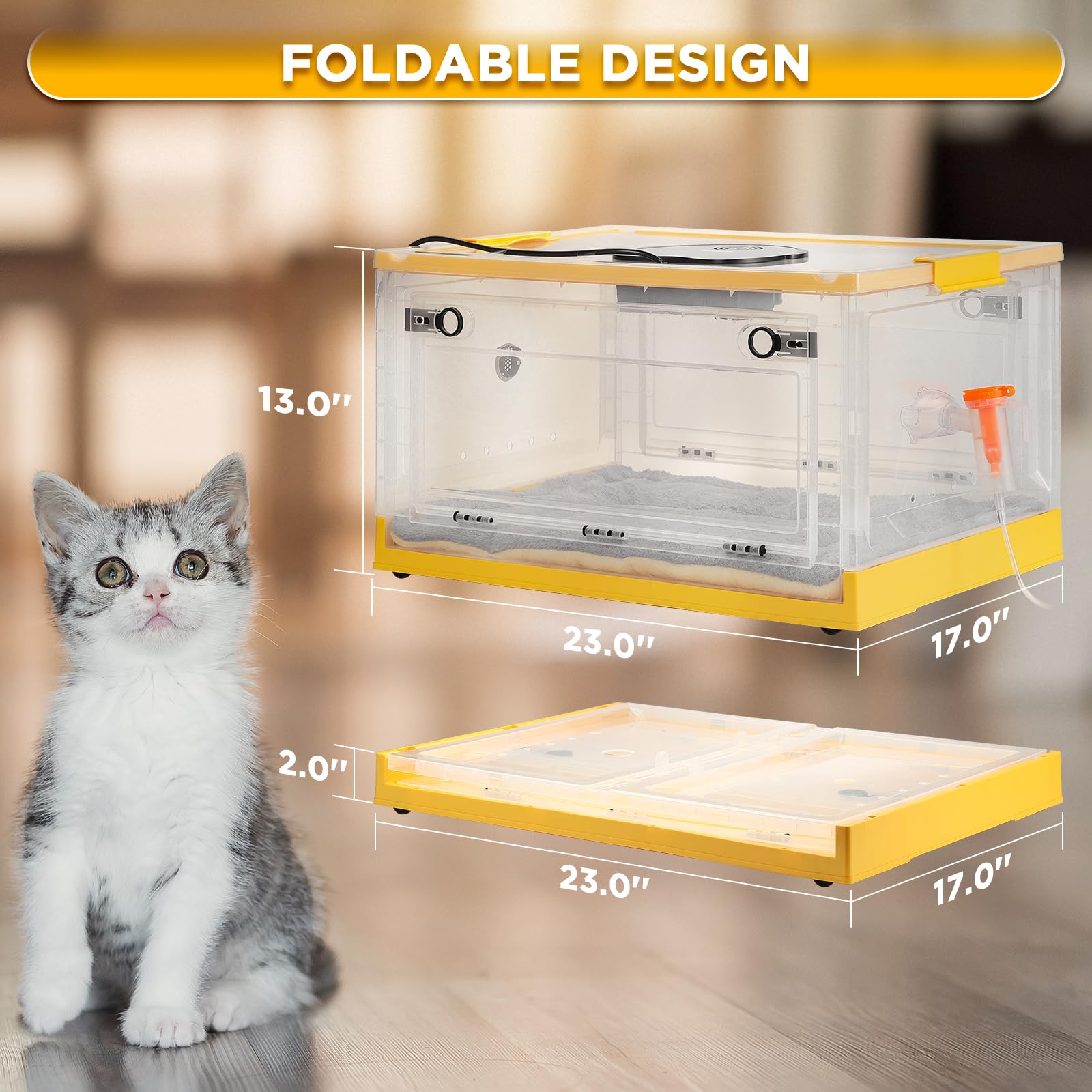 TURBRO 85L Pet Incubator, Precision Temperature Control for Puppy & Kitten Care, with Adjustable Fan Speed, Multifunctional LED