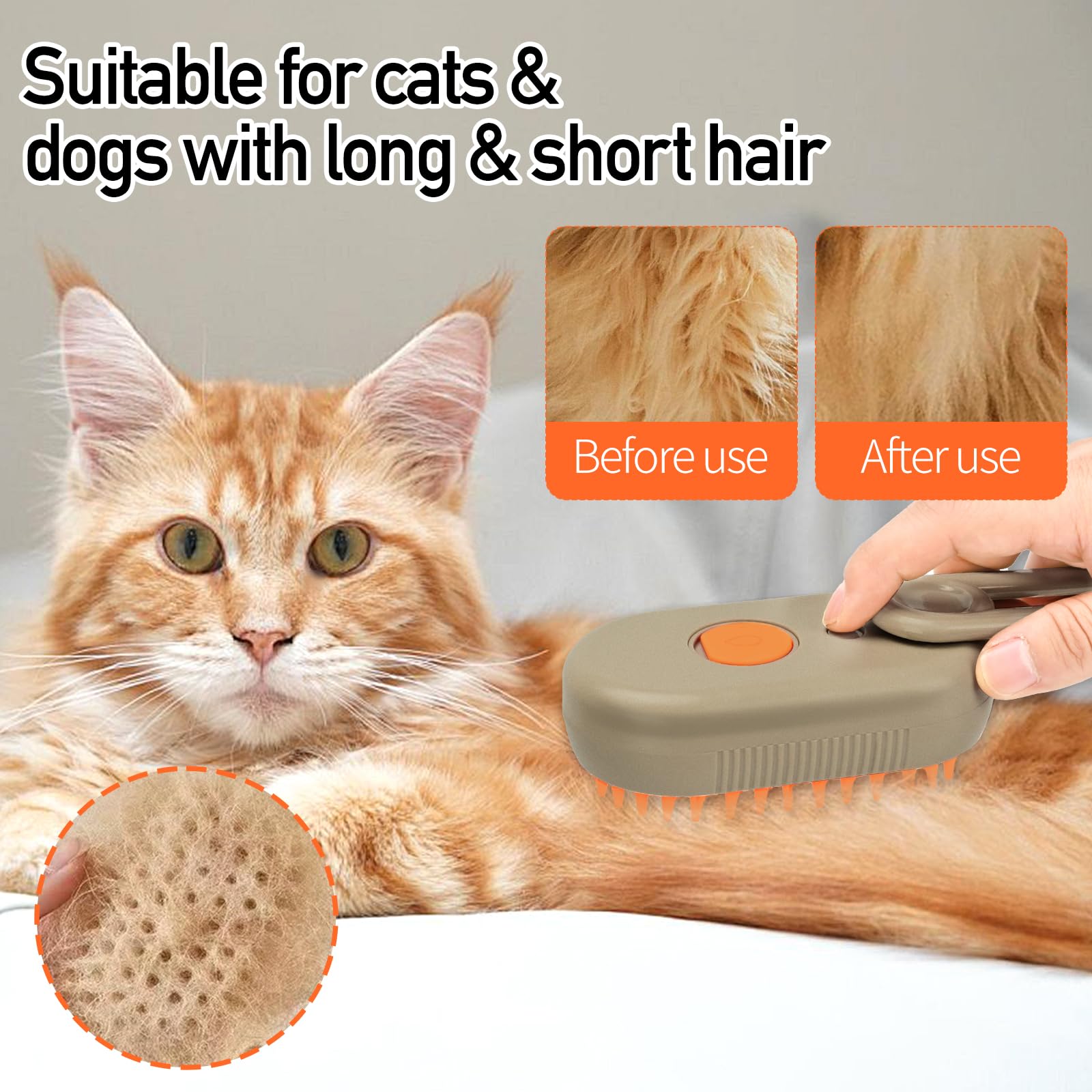 Steam Pet Brush, Steaming Cat Brush, 2025 New 3 In 1 Pet Steam Groomer Brushes, Lifweb-E-Comb,Massaging And Cleaning Hair Remova