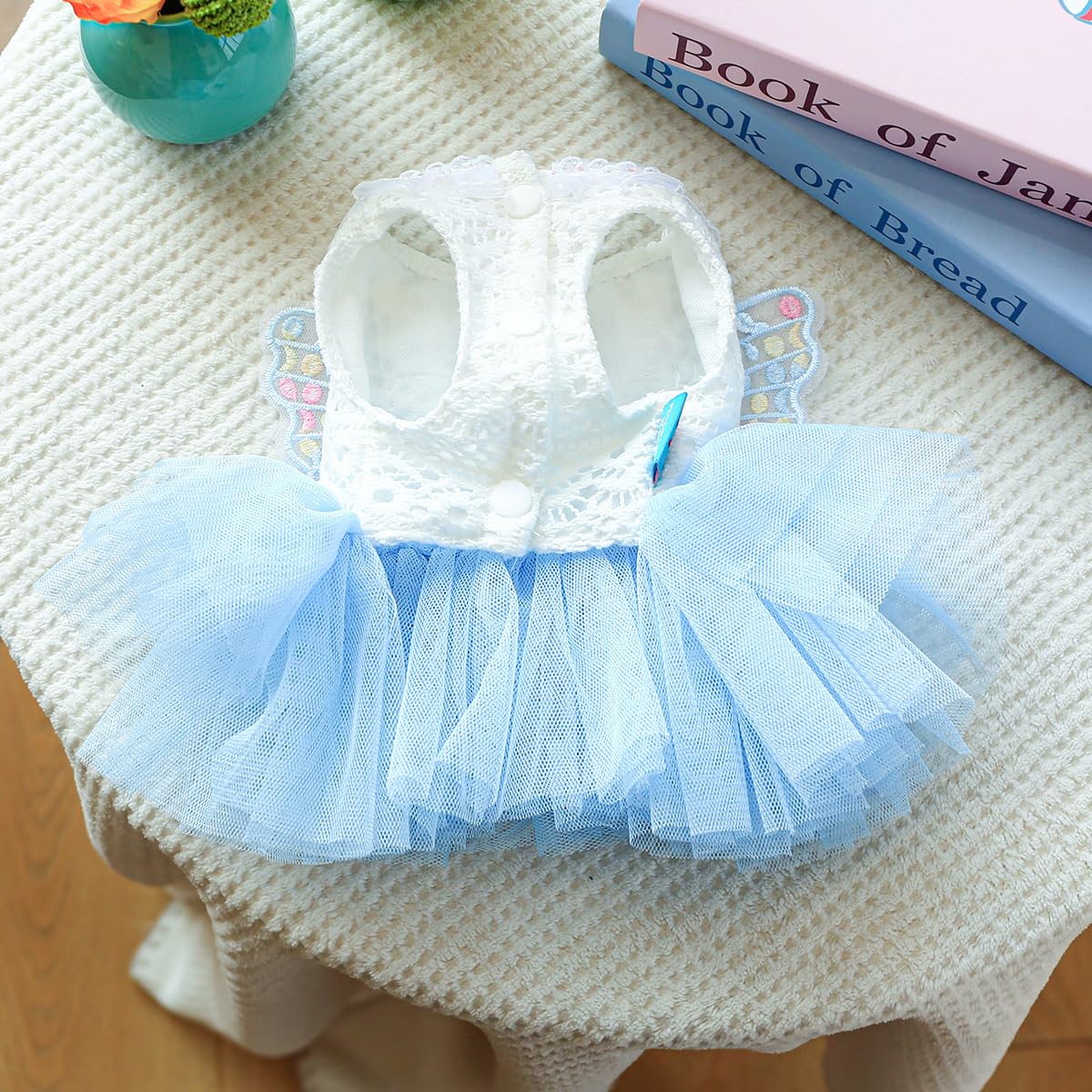 Marupet Fashion Sweet Puppy Dog Blingbling Princess Skirt Pet Dog Lace Cake Camisole Tutu Dress B-Light Blue S