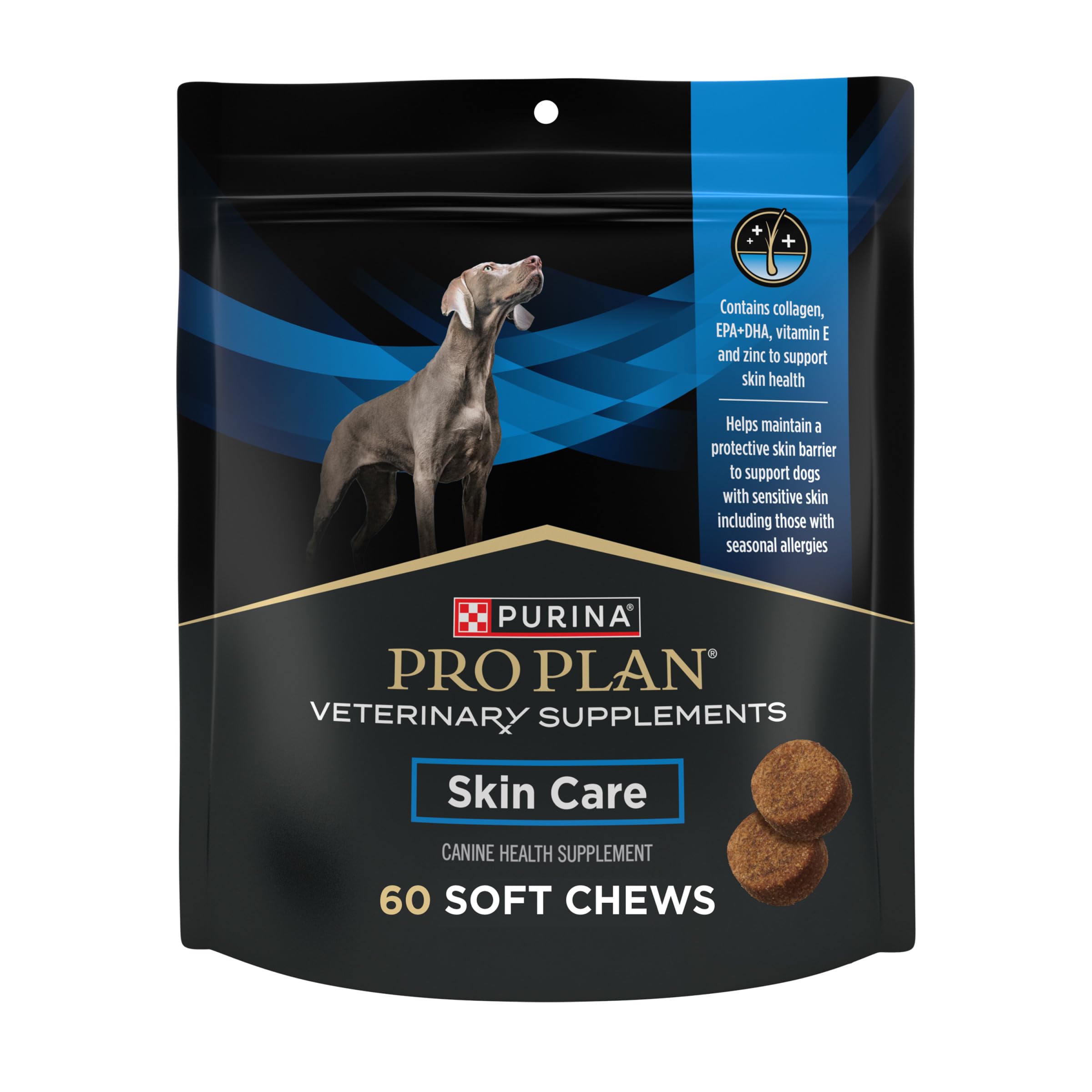 Purina Pro Plan Veterinary Skin Care Soft Chew Dog Supplements with Omega-3 Fish Oil, EPA, DHA to Support Seasonal Allergies & S