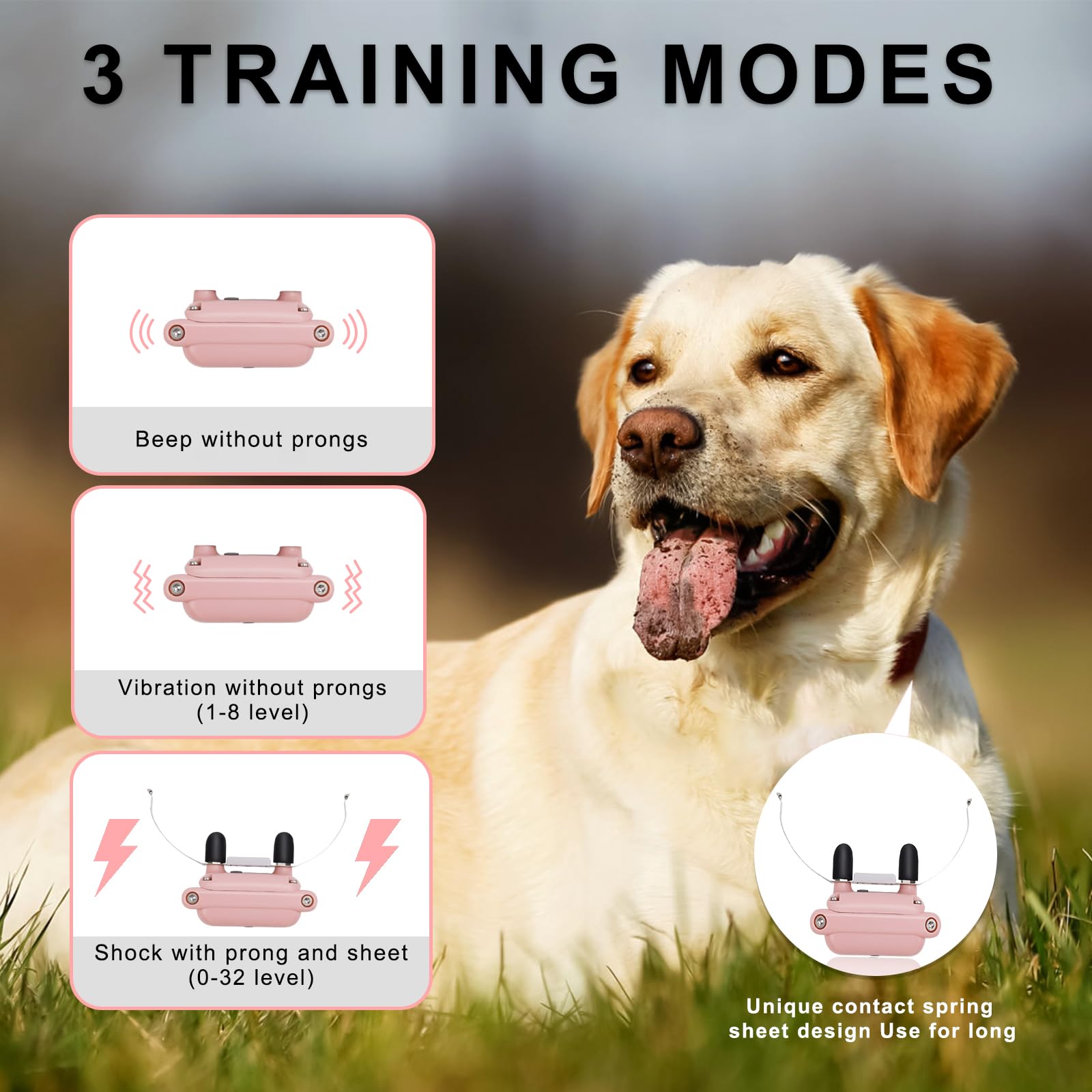 Pikabiu Dog Training Collars Rechargeable Cat Shock Collars For 1800 Ft Control Remote, For 5-120 Lbs Small Medium Large Breed D
