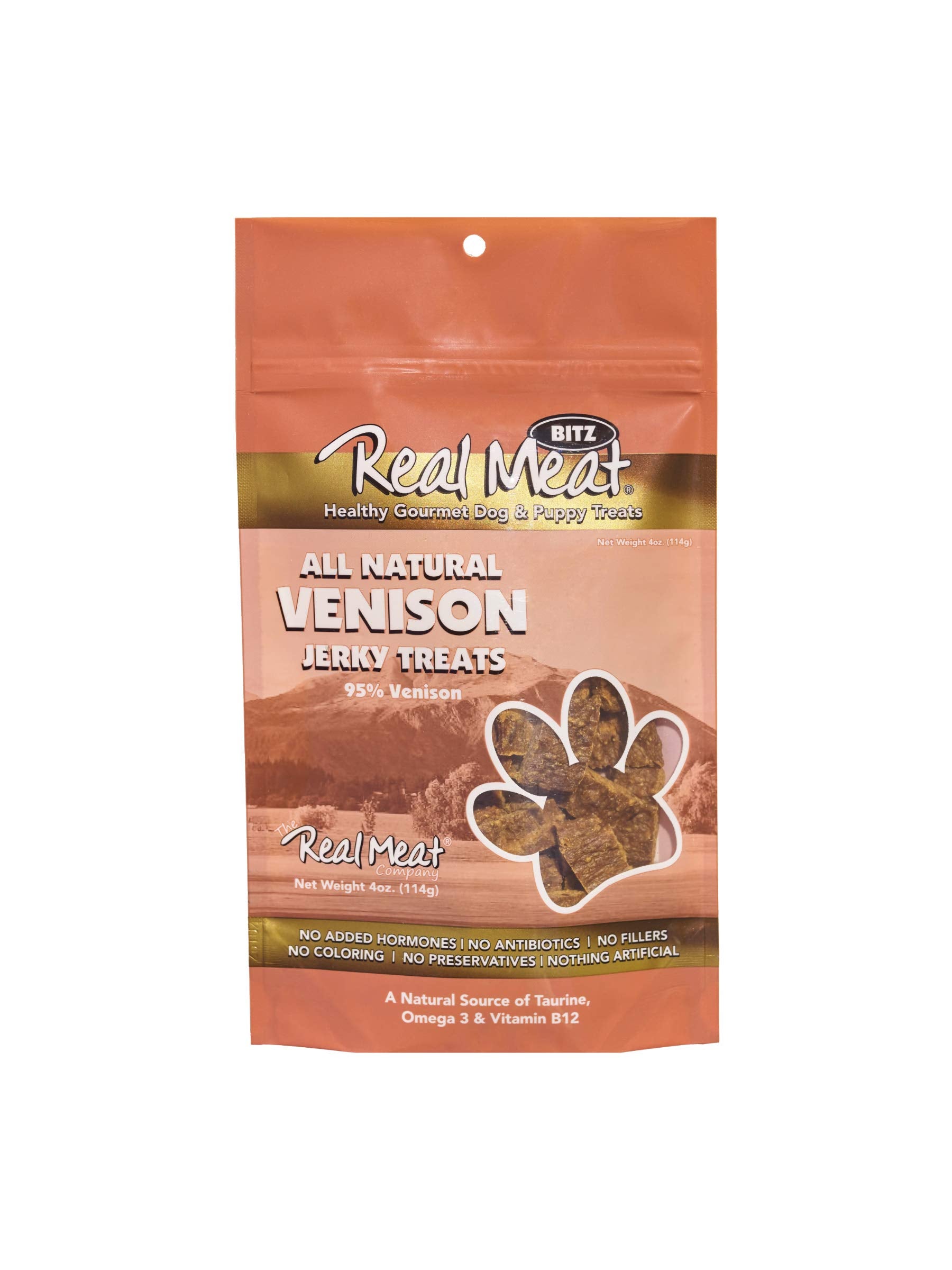 Real Meat Dog Treats - 4oz Bag of Bite-Sized Air-Dried Venison Jerky for Dogs - Grain-Free Jerky Treats Made up of 95% Free-Rang