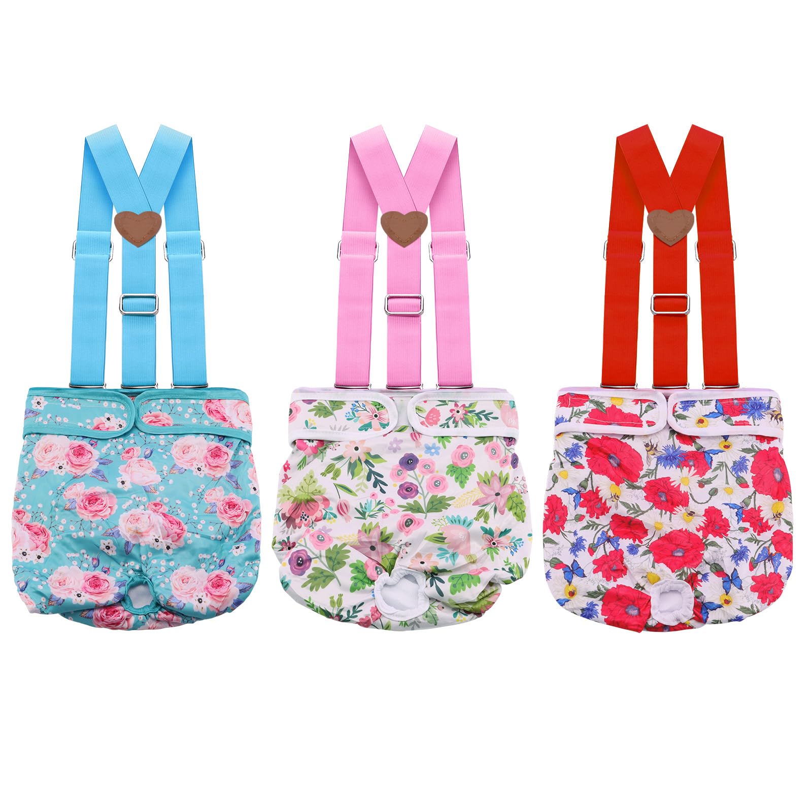 3 Pack Washable Female Dog Diaper,Reusable Fixed Doggie Diapers Super Absorbent Leakproof For Small Medium Large Dog In Heat Cyc
