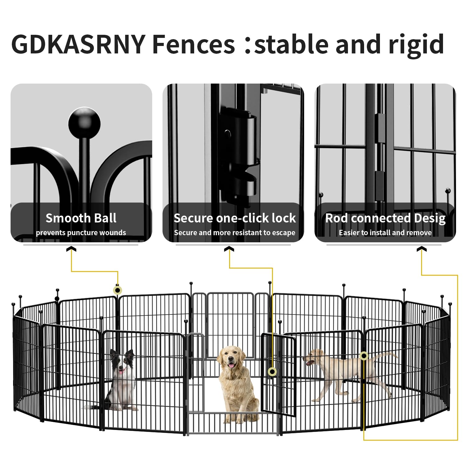 Gdkasrny Dog Playpen Portable Exercise Fence Heavy Duty Metal Pet Playpen Indoor Outdoor Pet Playpen For Small Medium Large Dogs