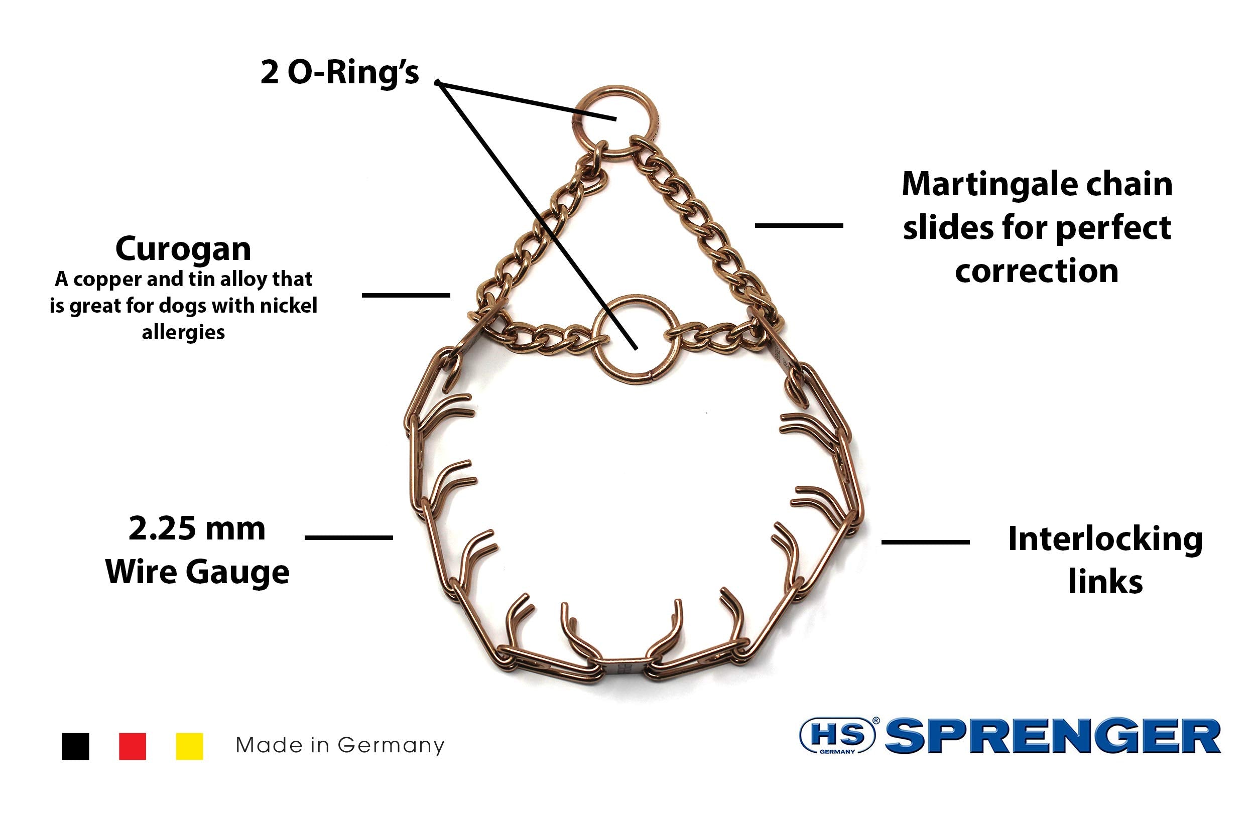 Herm Sprenger Curogan Prong Dog Training Collar Ultra-Plus Pet Pinch Collar Hypoallergenic Nickel Free No-Pull Collar For Dogs M