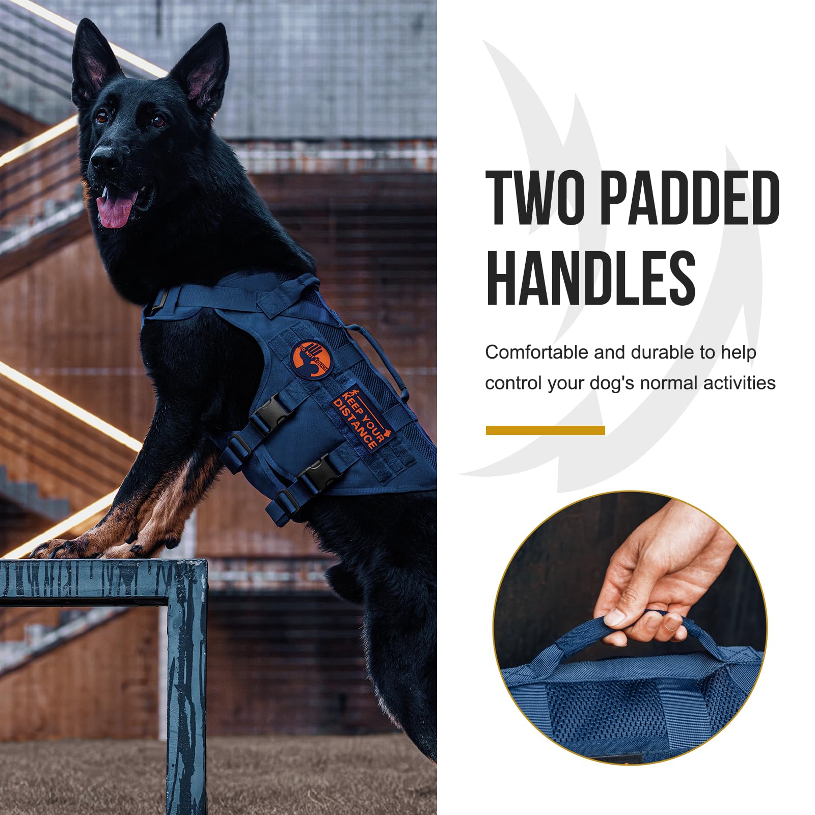 Onetigris Tactical Dog Harness For Small Medium Large Dog, Mesh Design Service Dog Vest Breathable Military Dog Molle Vests With