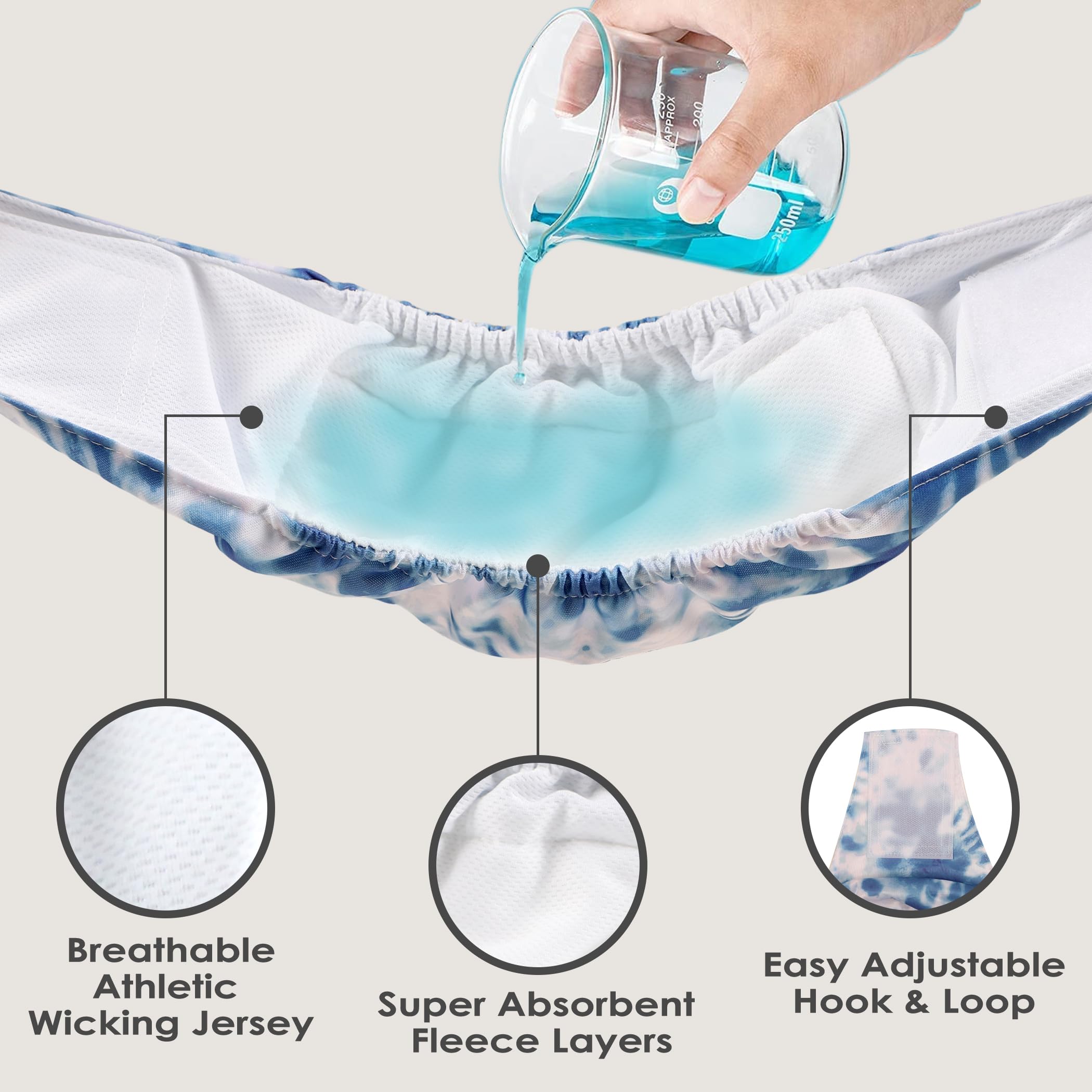 Wegreeco Washable Male Dog Belly Band (Stylish Pattern)- Pack Of 3 - Washable Male Dog Belly Wrap, Dog Diapers Male (Tie-Dye, Ink, Medium)