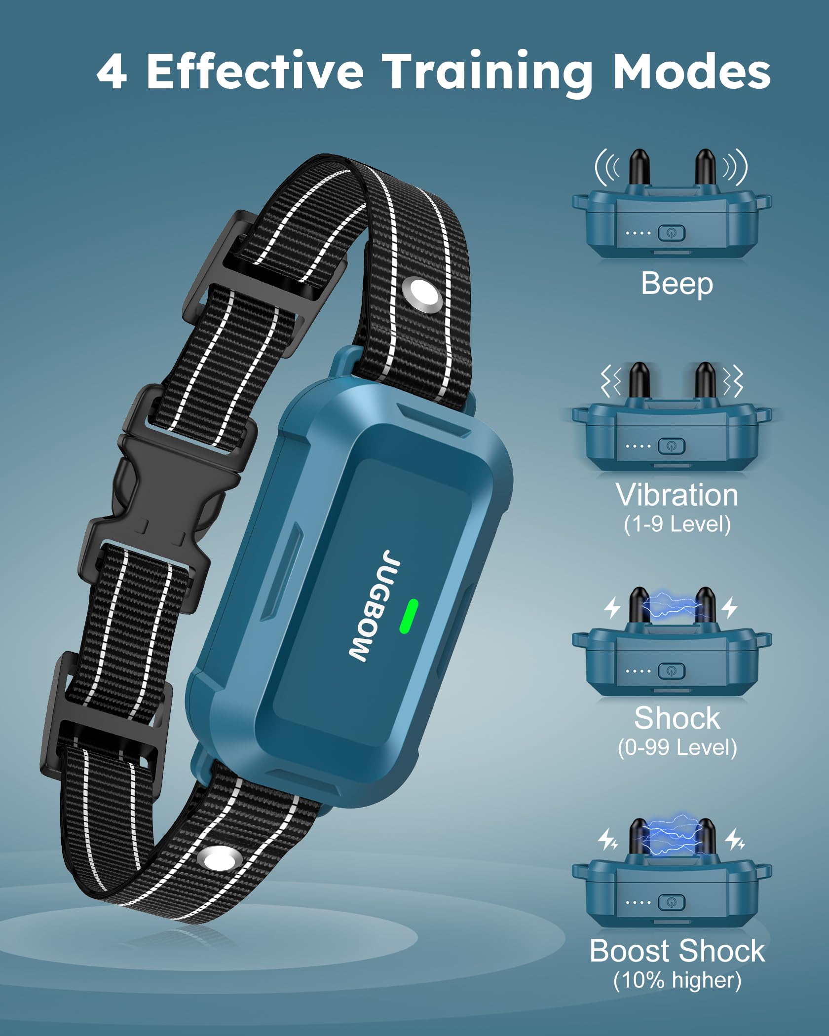 Jugbow Dog Training Collar - 4200Ft Training Collar With Remote For 5-120 Lb Small Medium Large Dogs, Rechargeable Waterproof Ipx8 E Collars With Beep (1-3) Vibration(1-3) Safe Static(0-99)