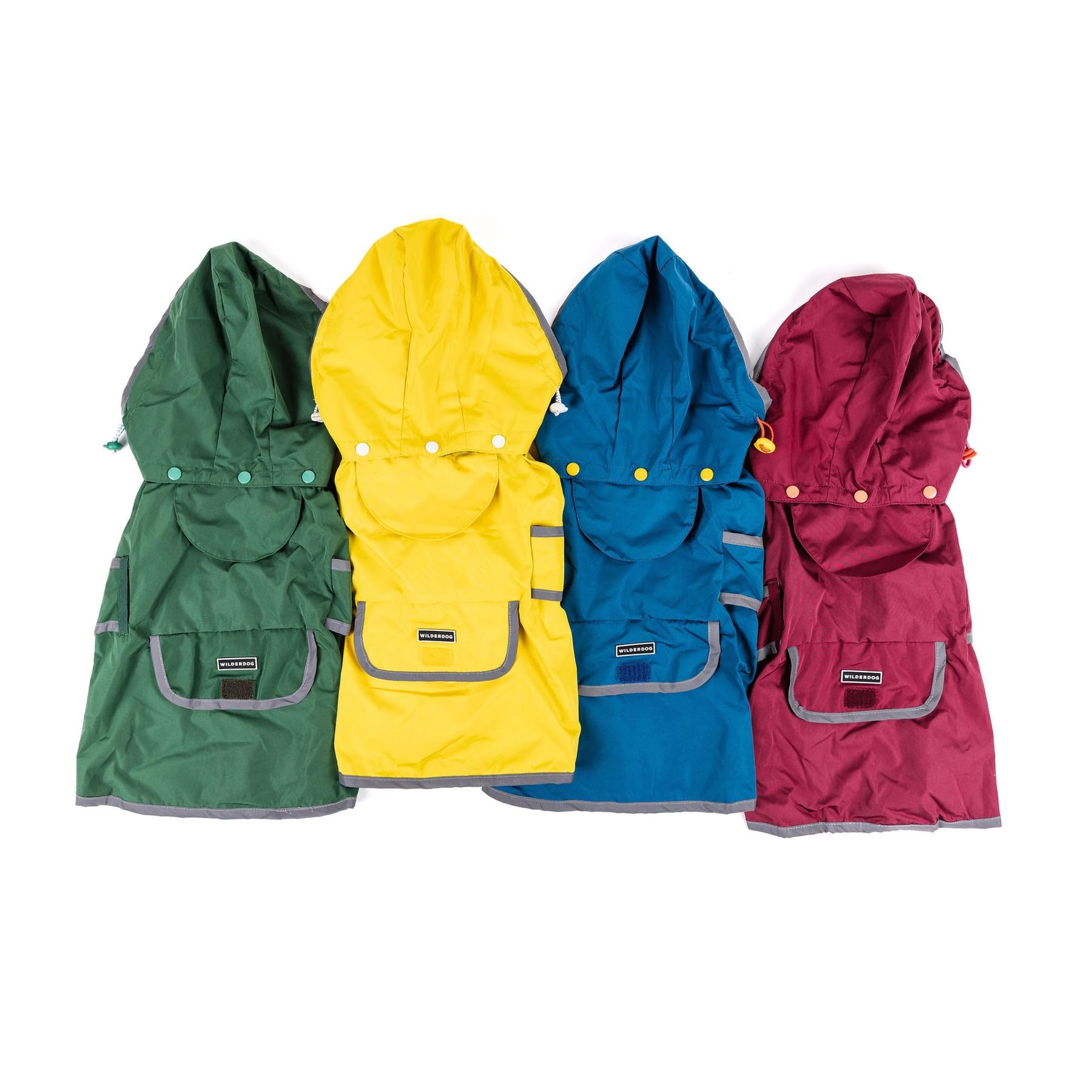 Wilderdog Dog Jacket Waterproof Raincoat With Breathable Interior, Removable Hood, Torso Strap, Secure Closures, Back Pocket And