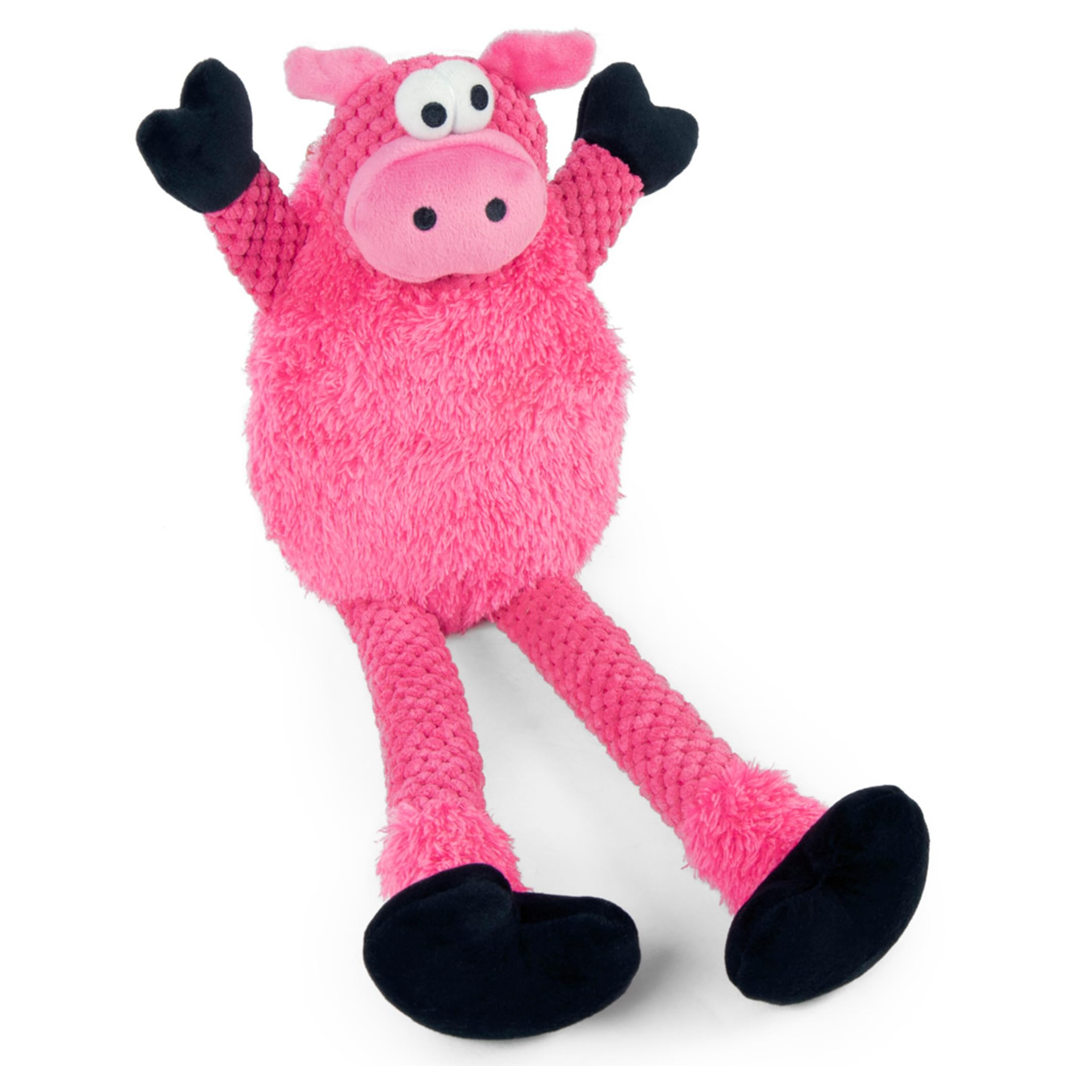 Godog Checkers Just For Me Skinny Pig Squeaky Plush Dog Toy, Chew Guard Technology - Pink, Mini