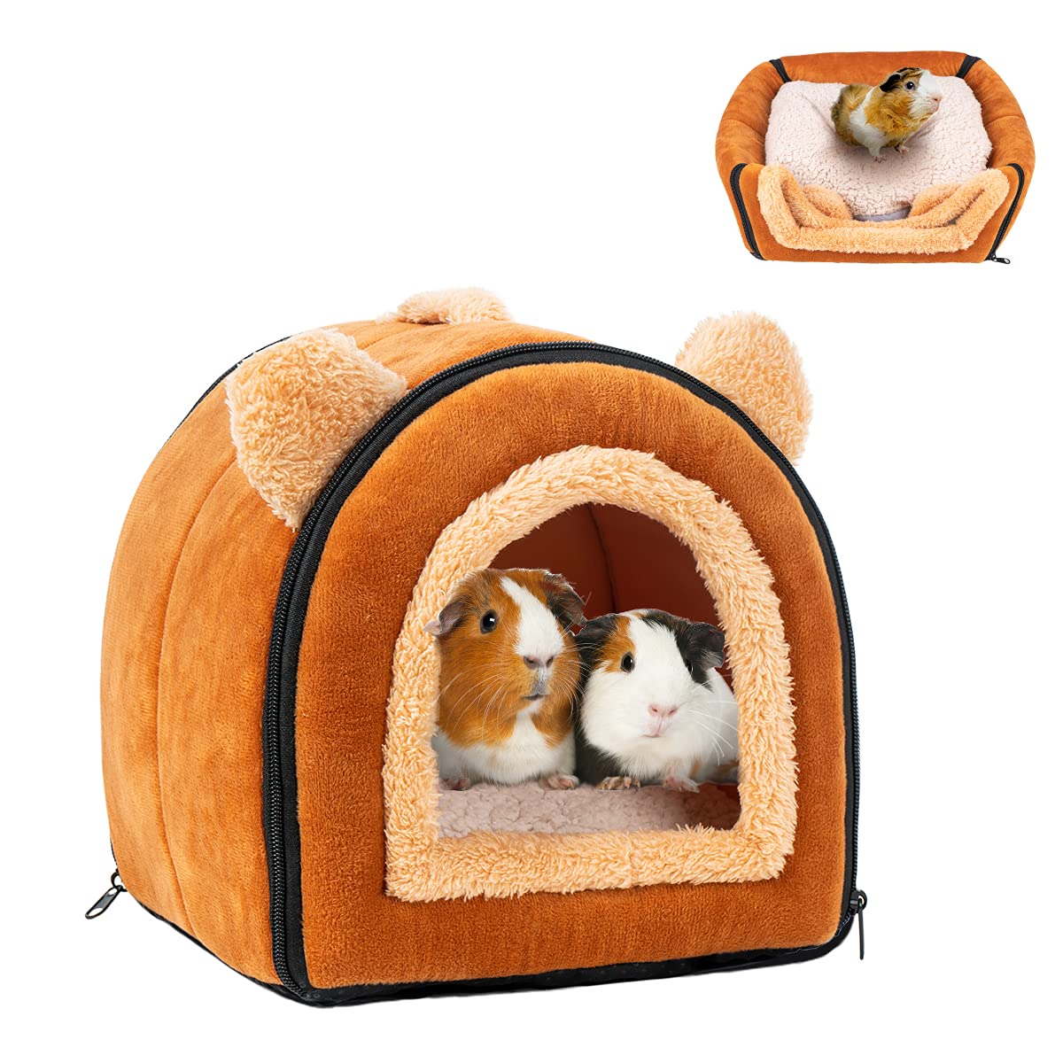 Pet Soft Guinea Pig Bed Rabbit Bed Cozy Guinea Pig Hideout House Bunny Hideout For Rabbits Hamster Bunny Rats Chinchilla Cave Bed Small Animal Bed (Brown)