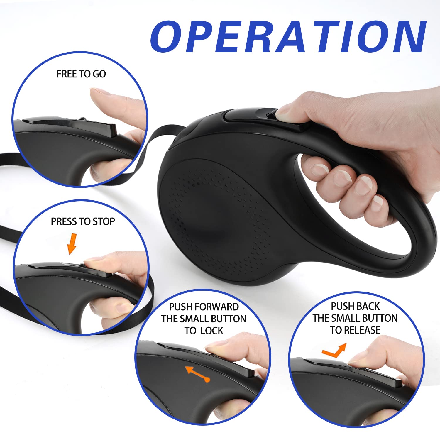 Jubdug Retractable Dog Leash, 26 Feet Dog Leash For Small To Large Dogs Up To 110Lbs, Anti-Slip Handle One Button Lock And Relea