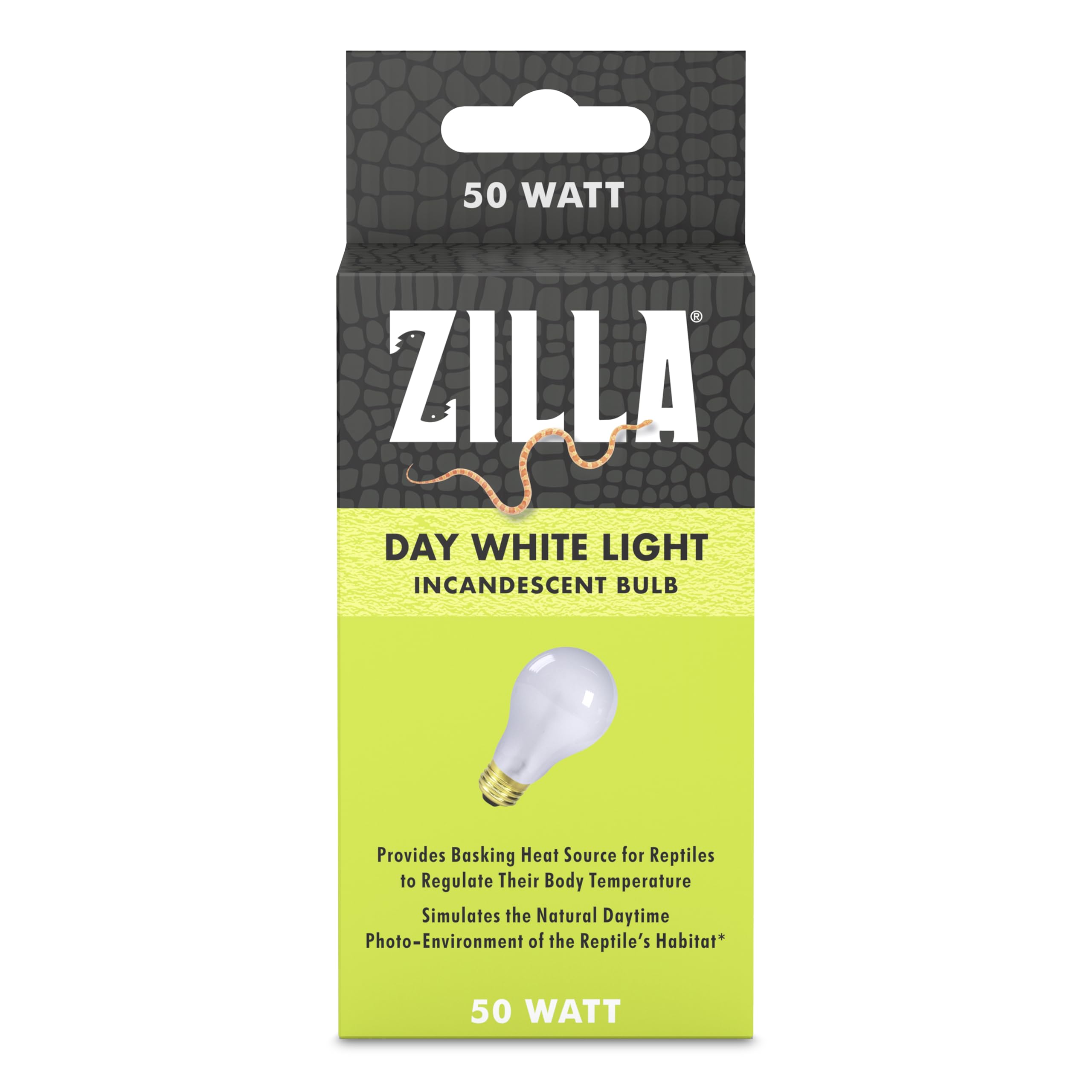 Zilla Reptile Terrarium Heat Lamps Incandescent Bulb, Day White, 50W