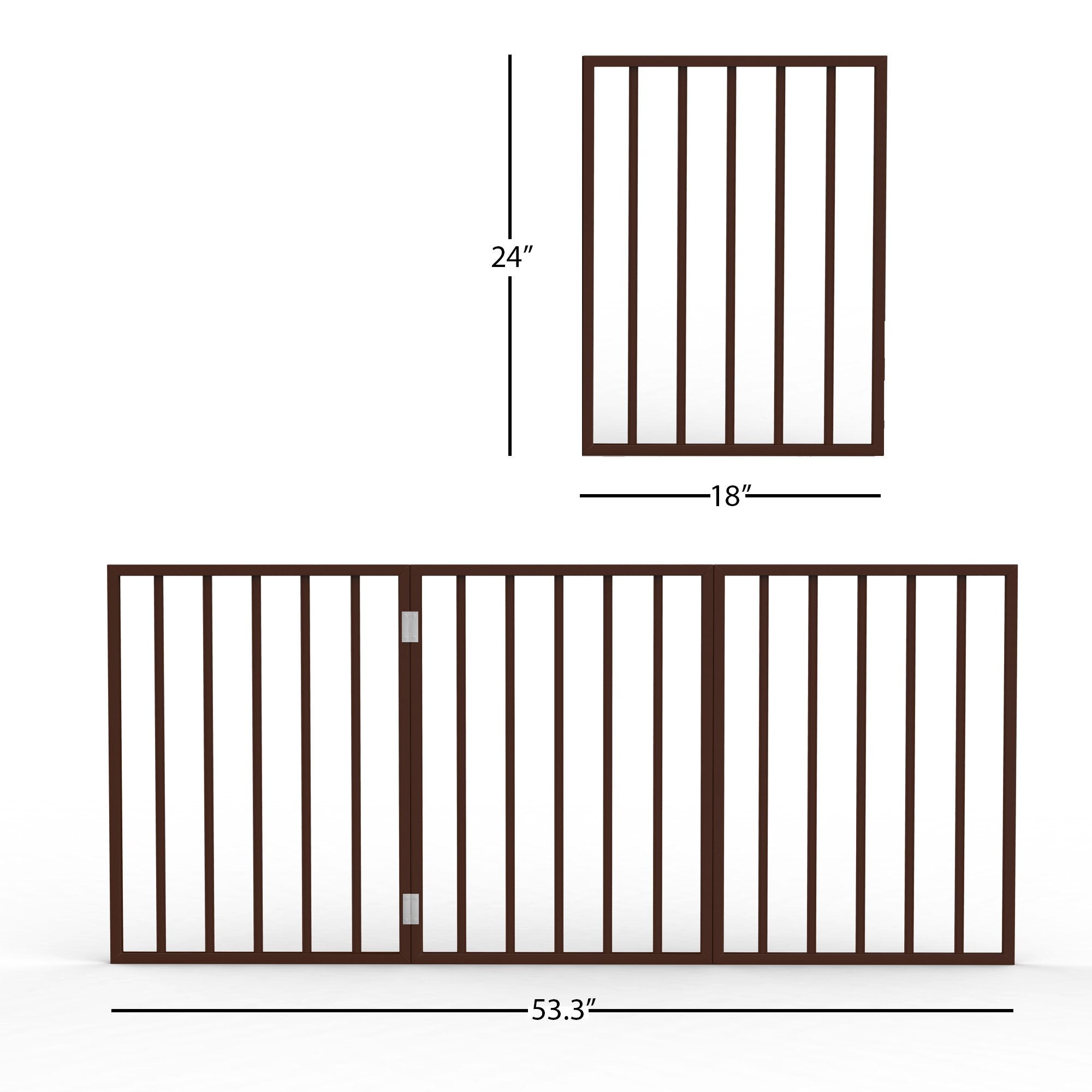 Petmaker Foldable, Free-Standing Wooden Pet Gate- Light Weight, Indoor Barrier For Small Dogs/Cats, Dark Brown, Step Over Doorway Fence, Rich Espresso, 54' X 24' (80-62875)