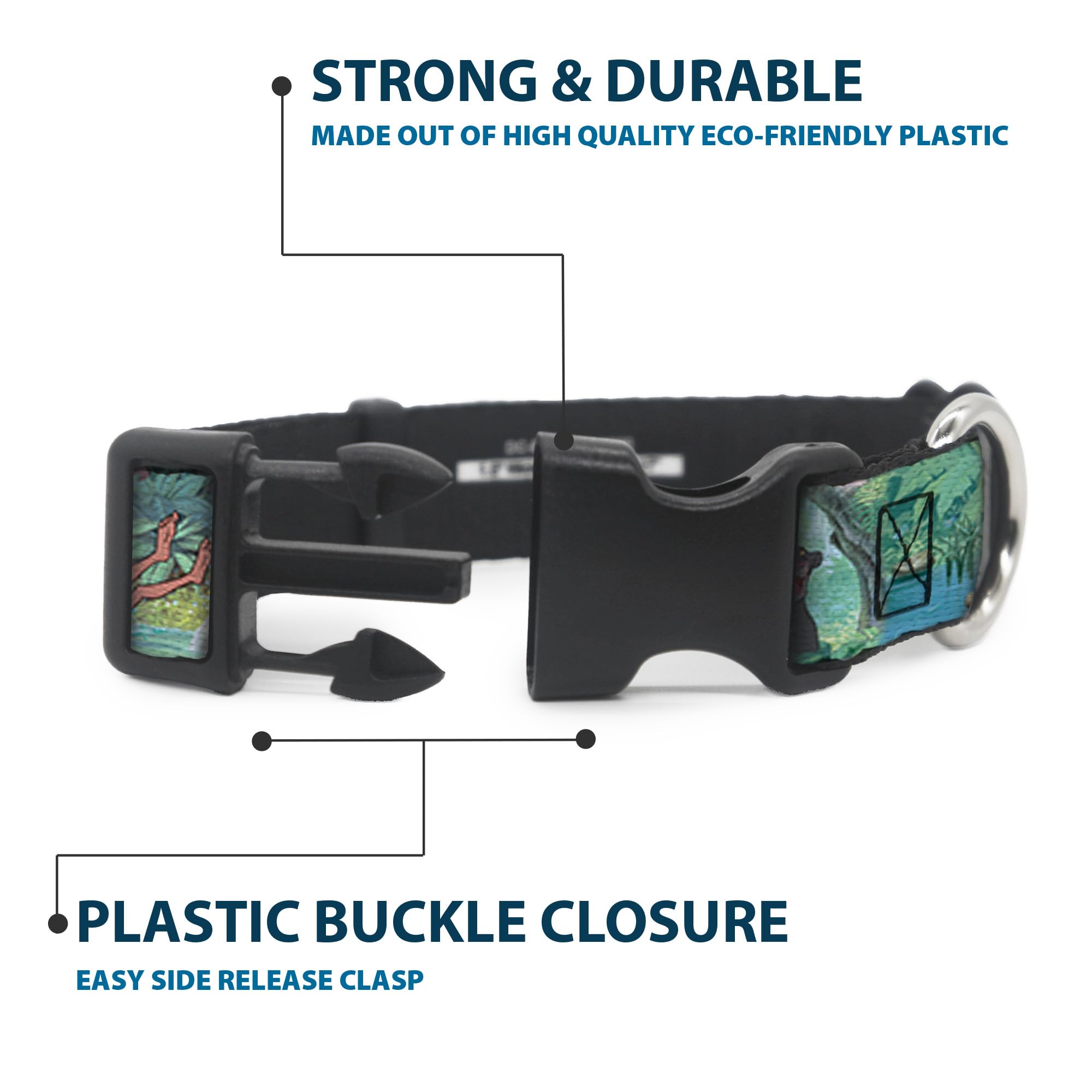Buckle-Down Plastic Clip Collar - The Jungle Book Scenes - 1.5' Wide - Fits 13-18' Neck - Small