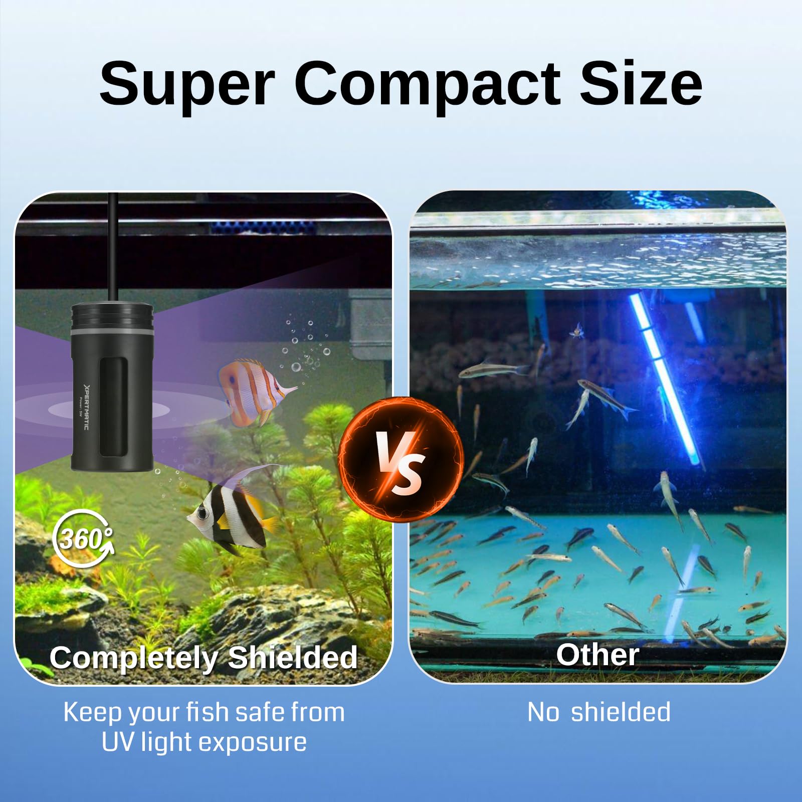 SainSmart XpertMatic Aquarium Clean Light, 5W Submersible Light with Timer, Waterproof Clean Lamp Aquarium Water Clean Green Cle