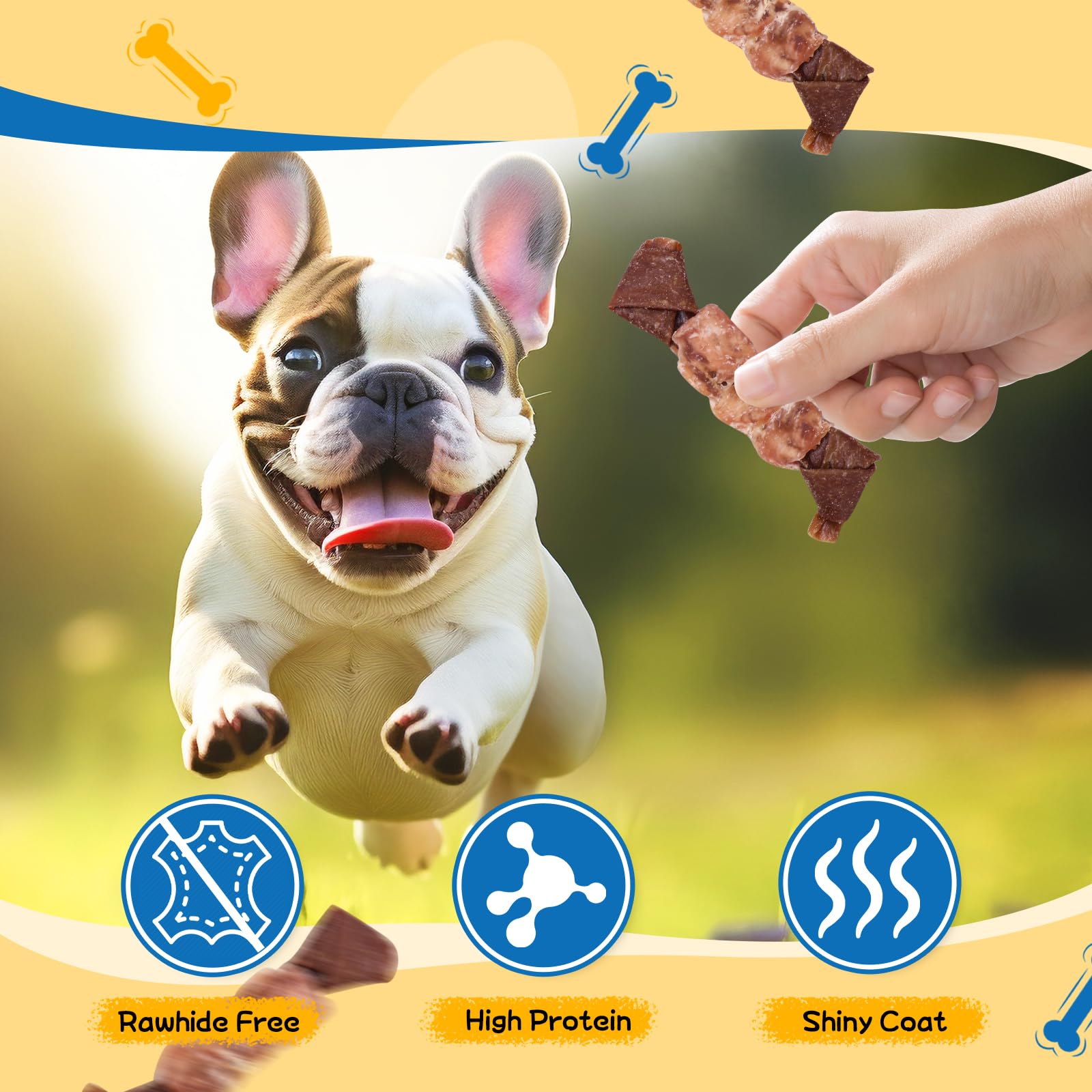 gazeupon Dog Treats, Made with Real Chicken and Beef Meat, Healthy Dog Chew w/Glucosamine Chondroitin, High Protein, Rawhide Fre