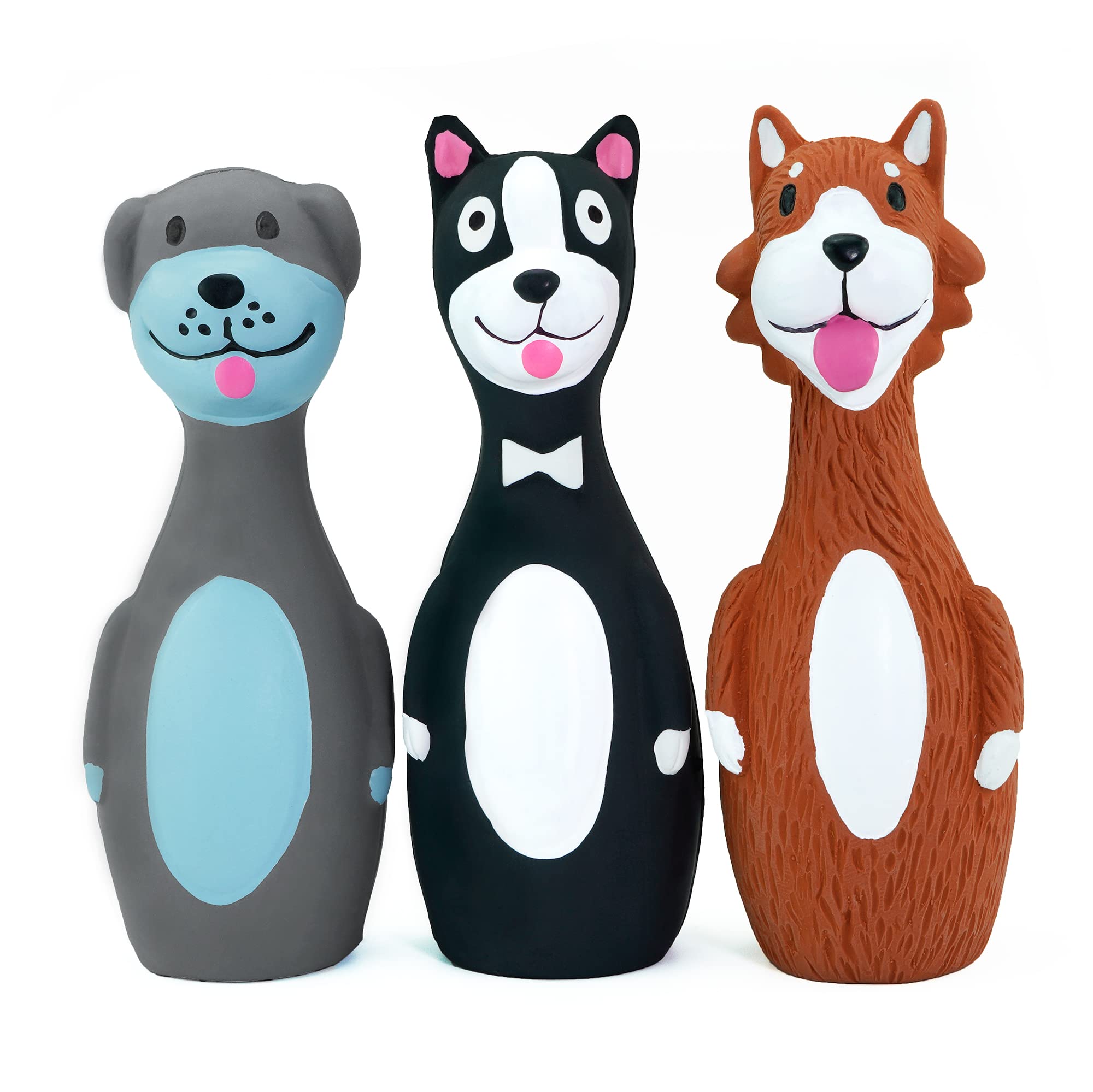 CHIWAVA Squeaky Latex Dog Toys - 3 Pack Small Stick Toys, Assorted Color, Natural Rubber for Interactive Play