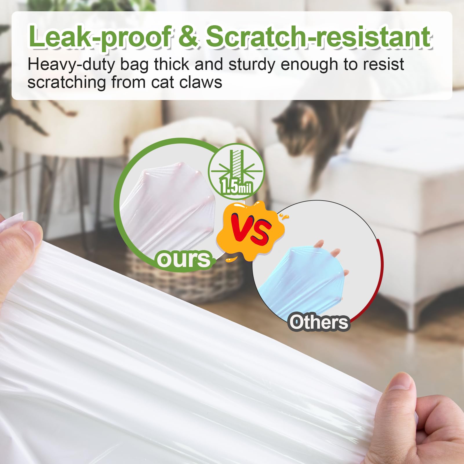 120 Pack Cat Litter Box Liners For Pet Kit Pura Max & X, Extra Thick Heavy Duty Drawstring Self-Cleaning Robot Litter Bags, Leak