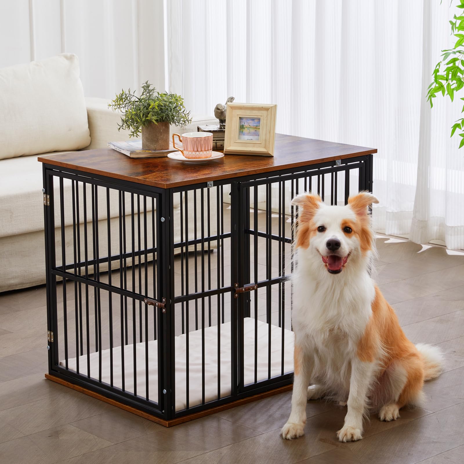 Made4Pets Dog Crate Furniture Dog Kennel Indoor Decorative Wood Dog Cage, 31   L X 21.6   L X 25.3   H, Brown