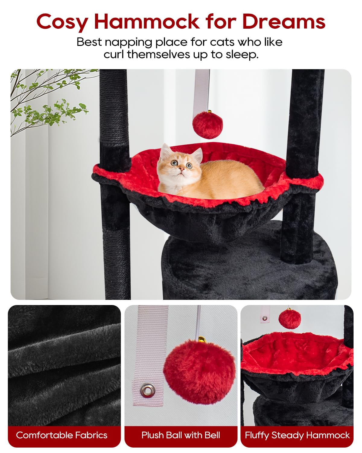 Syandlvy Gothic Cat Tree With Coffin Bed For Indoor Cats, Small Cat Tower With Scratching Post, Modern Activity House Condo With