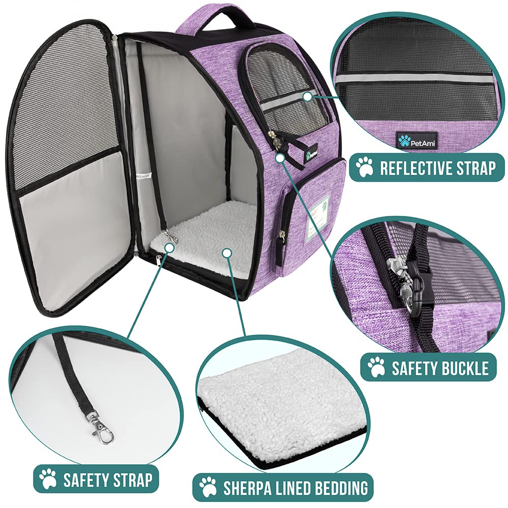 Petami Dog Backpack Carrier For Small Large Cat, Pet, Puppies, Ventilated Pet Hiking Backpack Travel Bag, Airline Approved Cat B