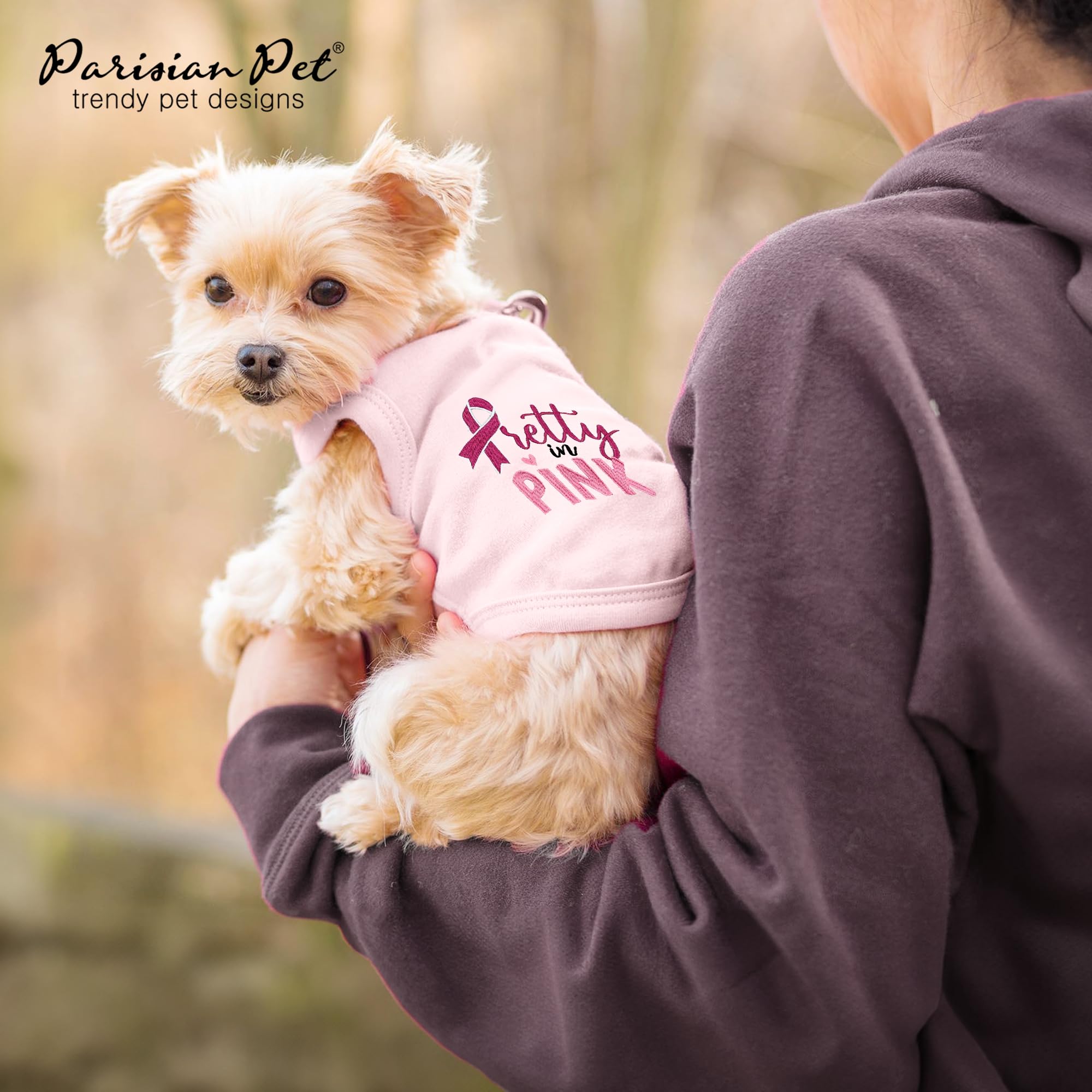 Parisian Pet Dog Tshirt - Embroidered “ Pretty In Pink “ Girl Dog Shirt - Breathable And Lightweight Dog Clothes - Sleeveless Dog Tee Shirts - Machine Washable Dog Shirt For Large Dogs - 2Xl