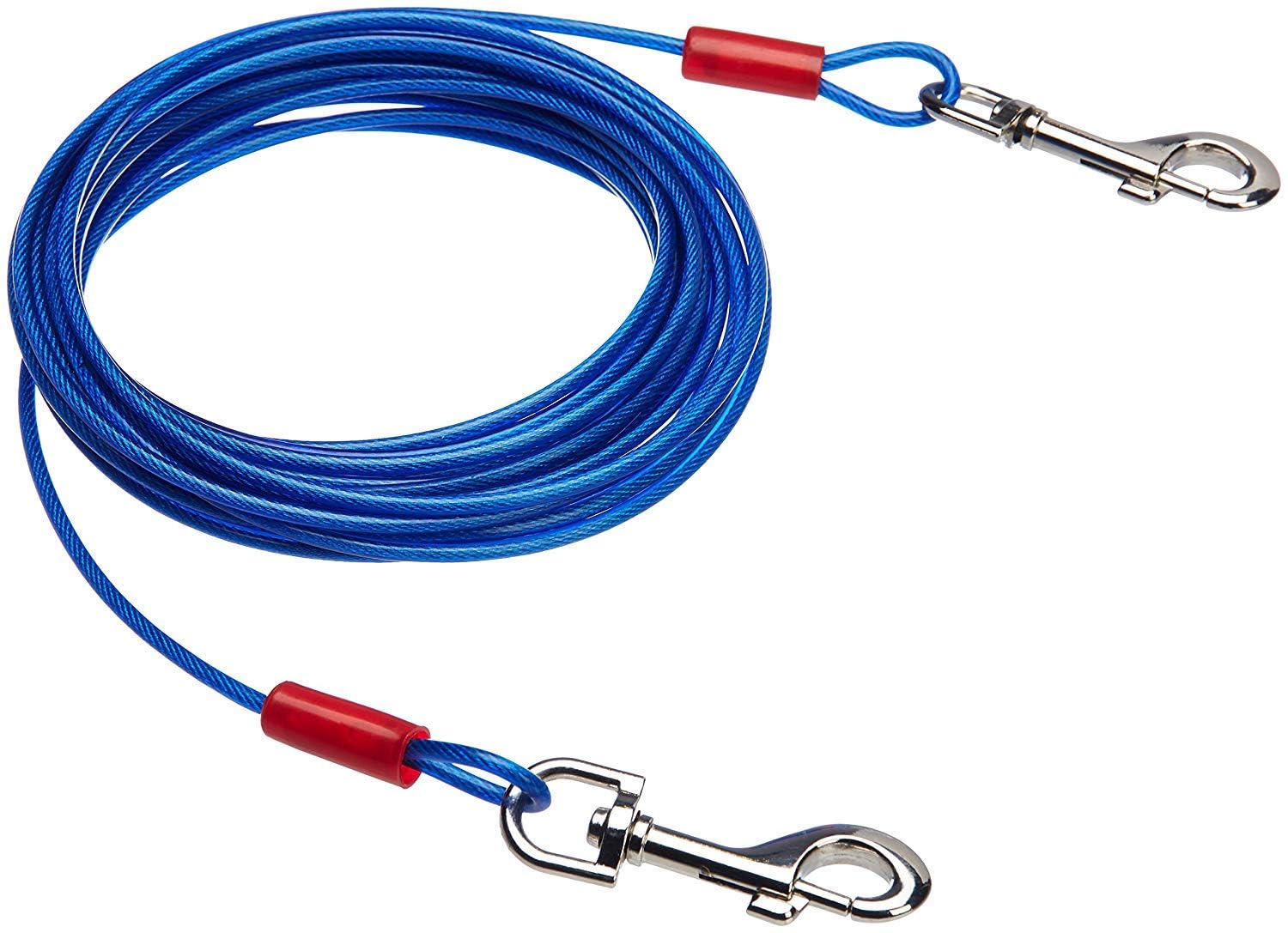Amazon Basics Tie-Out Cable For Dogs Up To 60 Lbs, 25 Feet, Blue