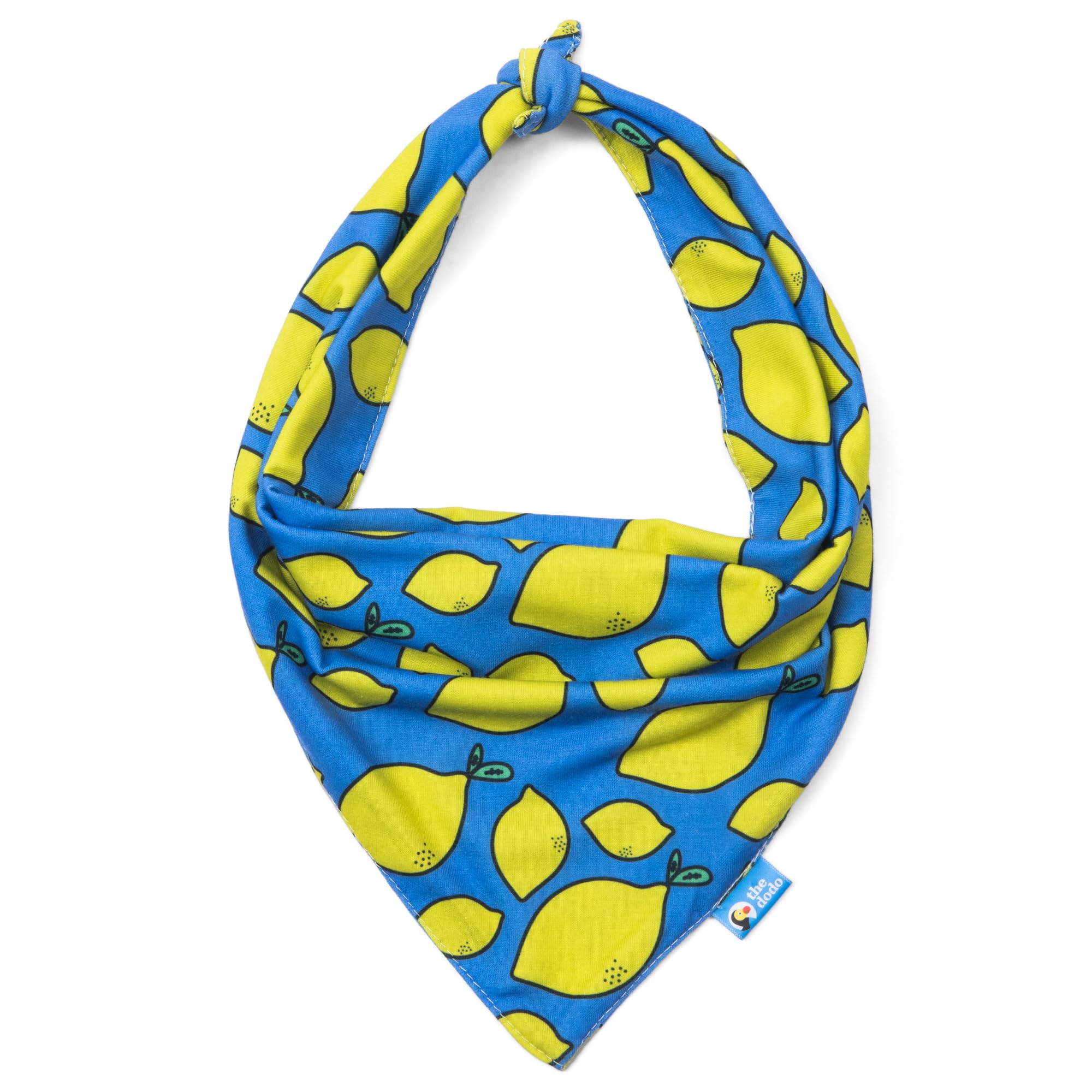The Dodo Dog Bandana, Summer Lemons, One-Size - Blue, Yellow Lemon Print Bandana for Dogs - Summer Pattern Neck Kerchief for Dog