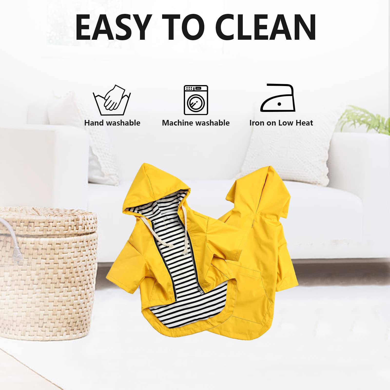 Dog Raincoat Waterproof Puppy Rain Jacket With Hood For Small Medium Dogs, Poncho With Reflective Strap, Storage Pocket And Harness Hole - Yellow - Xxl