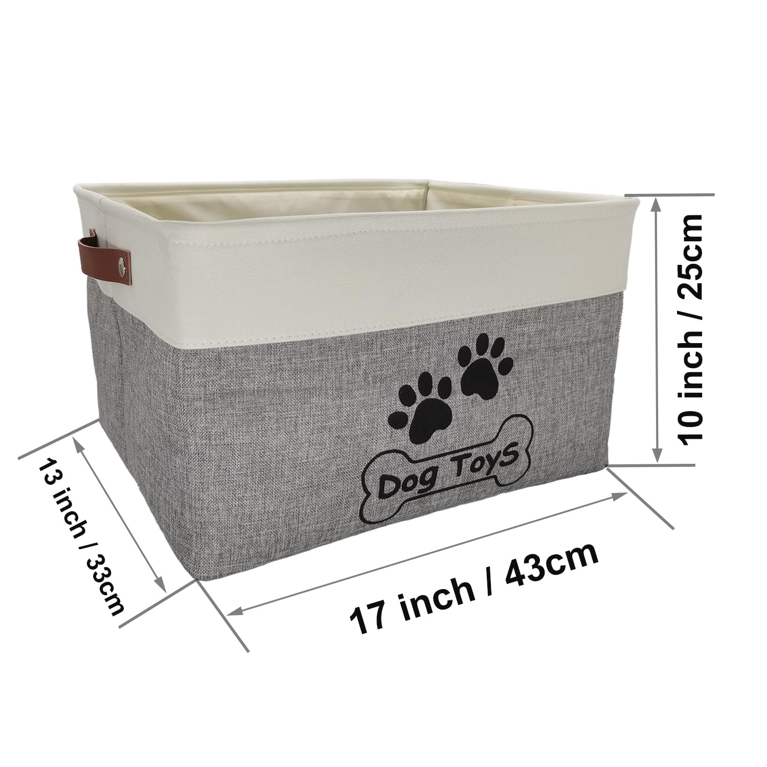 CPAKOWLGOO Large Dog Toy Basket Collapsible Dog Toy Box Shape Keeping Rectangle Dog Toy Bin for Pet Toys,Accessories