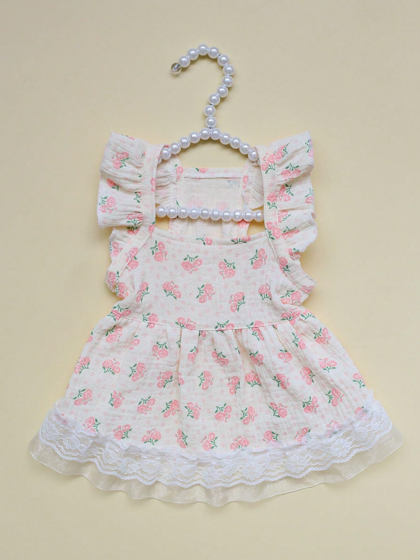 Qwinee Cute Flower Pattern Dog Dress Ruffle Trim Princess Dress Cat Vest Dress Lace Trim Summer Dress Pet Clothes For Small Medi