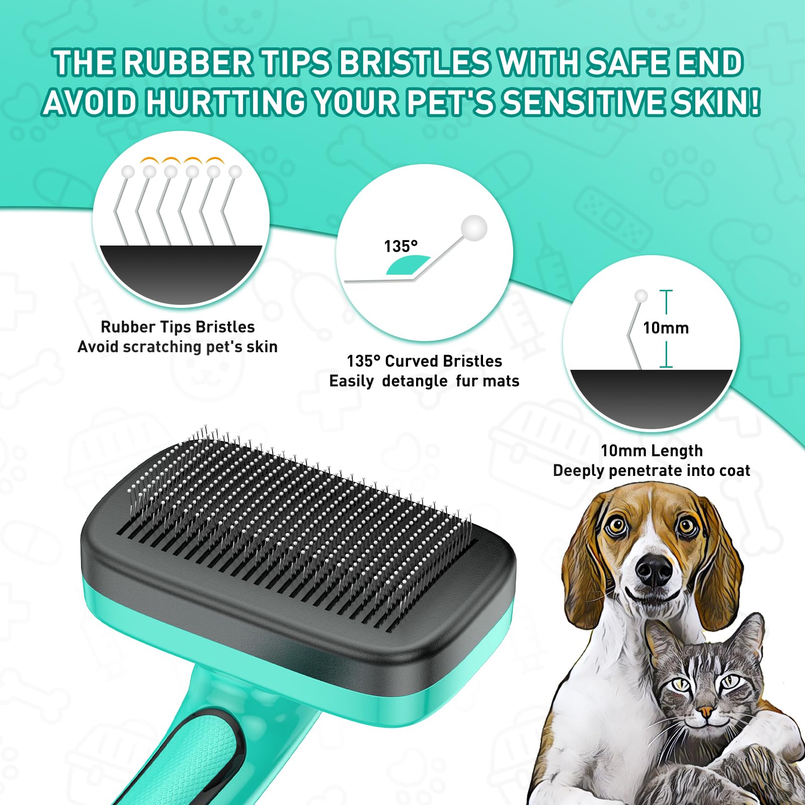 Wopqaem Dog Brush For Shedding Short Long Haired Cats, 5 In 1 Pet Grooming Kit For Small Medium & Large Animals. Removes Loose F