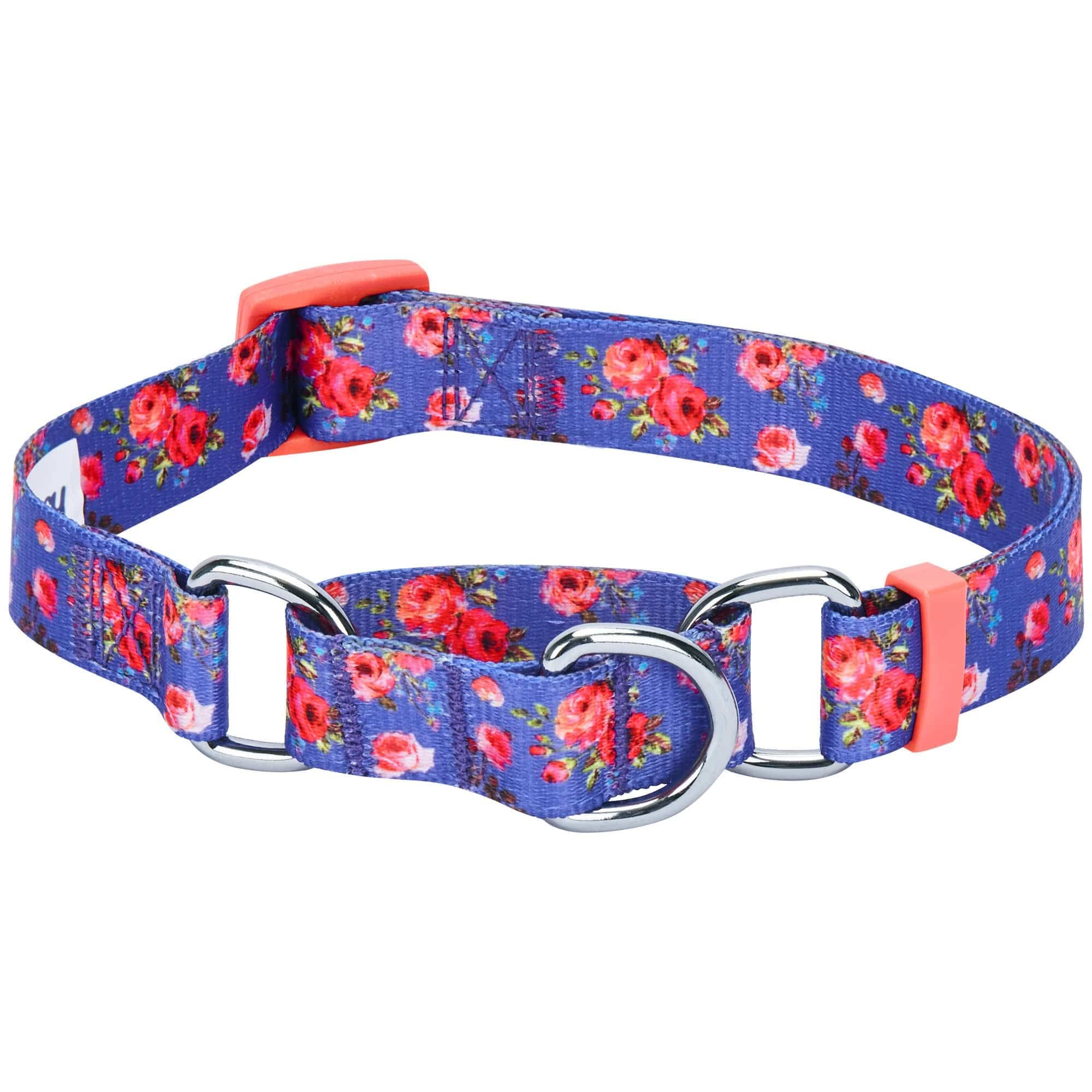 Blueberry Pet Spring Scent Inspired Rose Print Martingale Safety Training Dog Collar, Irish Blue, Large, Heavy Duty Adjustable Collars For Dogs