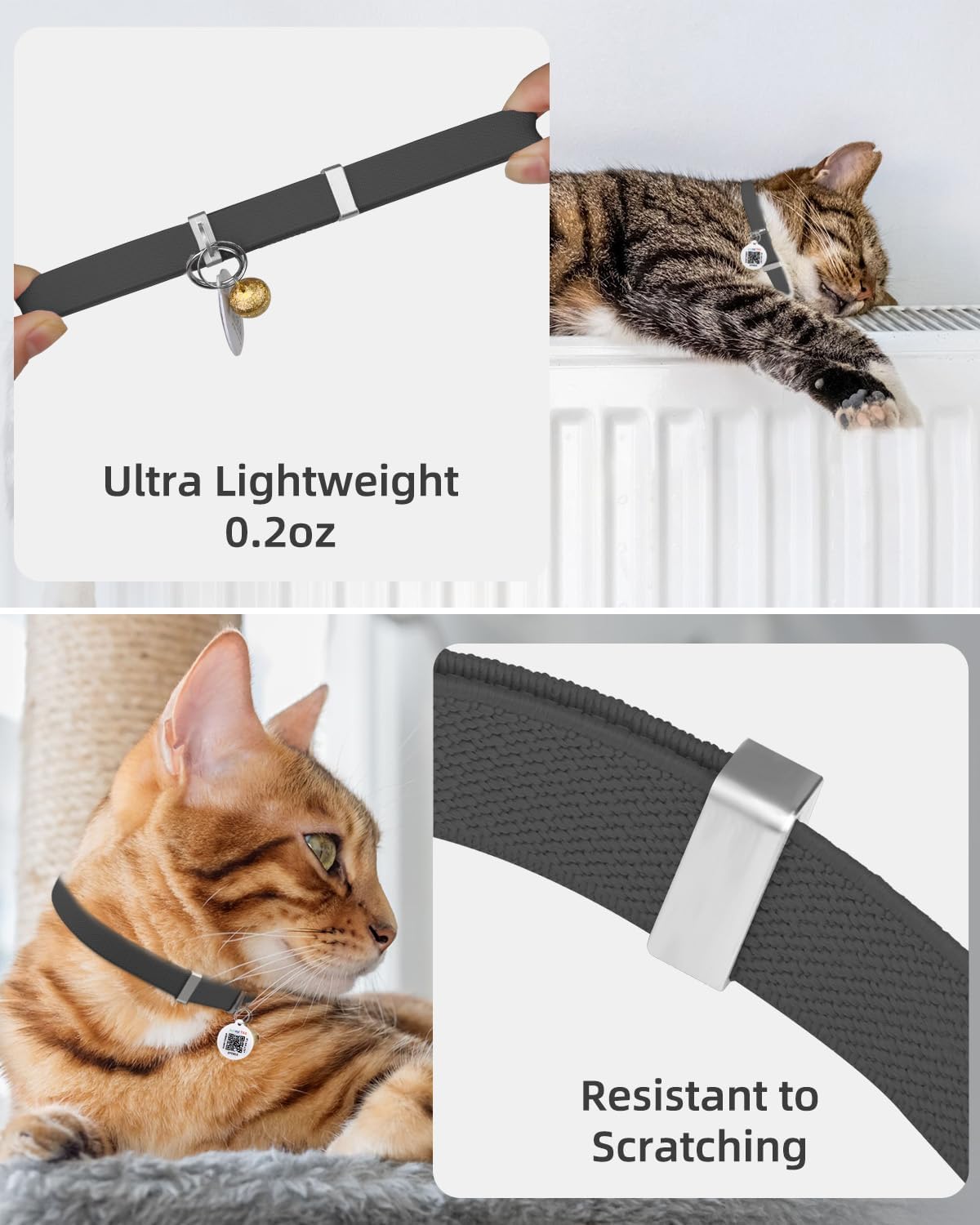 Cat Collar With Bell, Stretch Elastic Quick Release, Non Breakaway Lightweight Kitten Collar For Girl Boy Cats, Pet Supplies,Gif