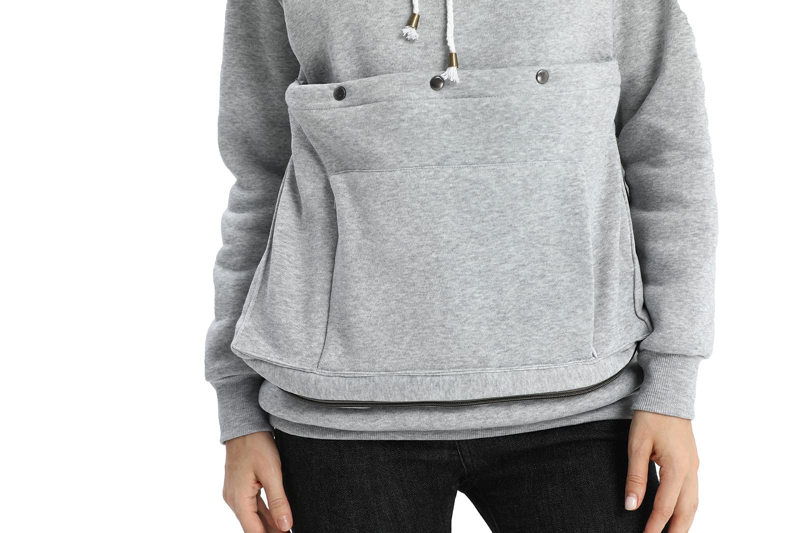 Alyc Cat Dog Carrier Hoodie Large Pet Pouch Sweatshirt Puppy Kitten Holder Pullover Top Kangaroo Hoodies For Women Light Grey