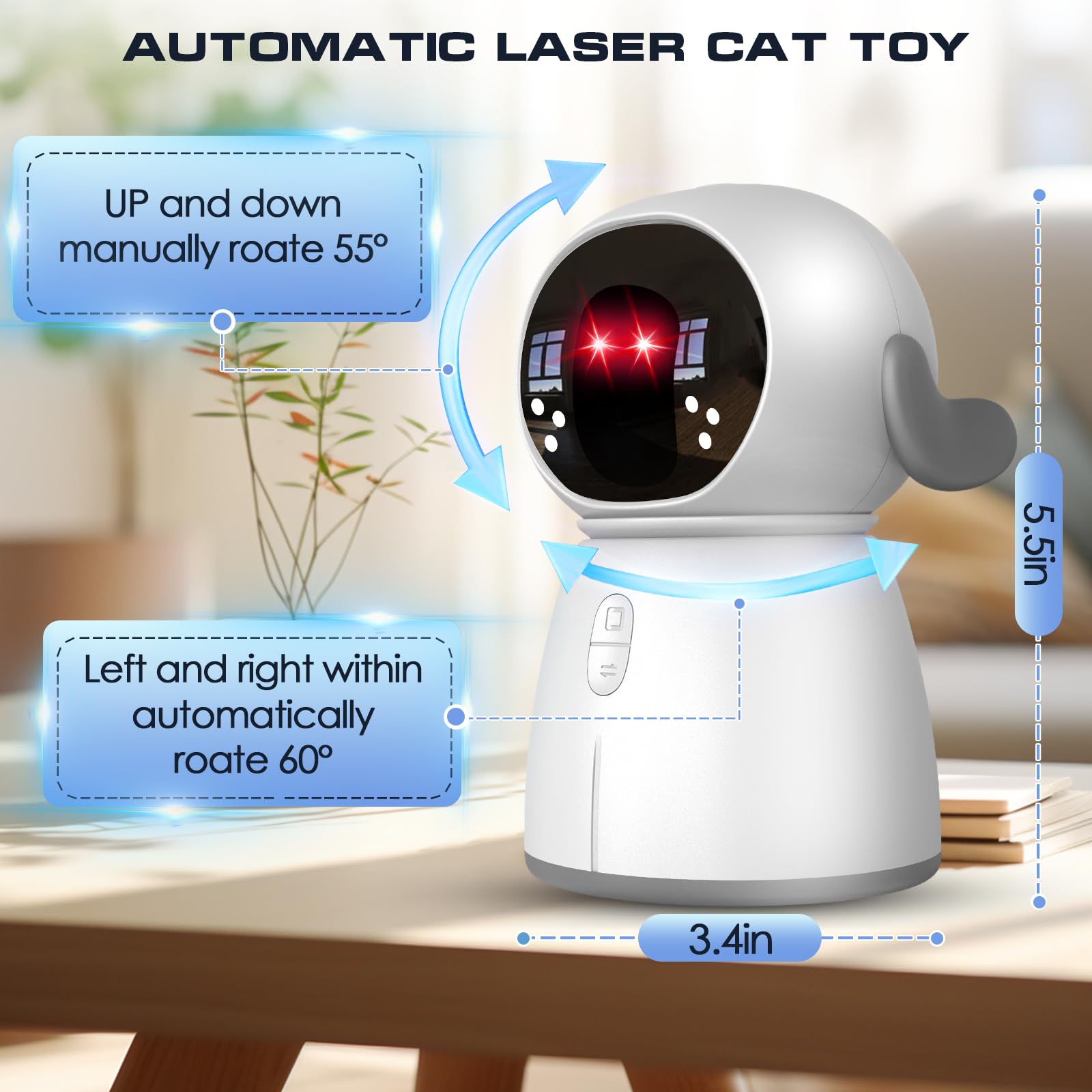 Kachewlulu Double Laser Interactive Cat Toy-Freely Switching Dual Motion Trajectory Activated Rechargeable Automatic Cat Laser T