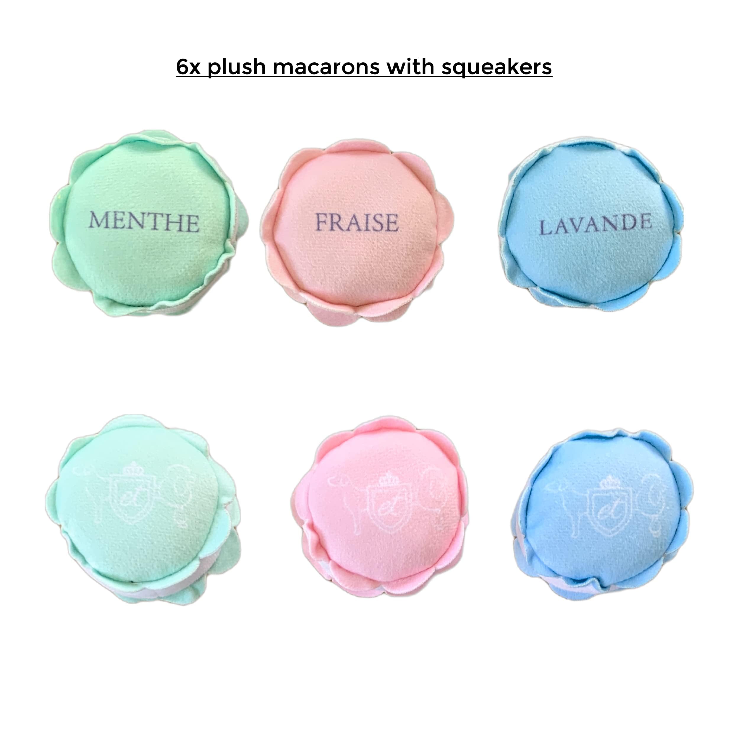 Bonne Et Filou 6 Count Macarons Shape Plush Squeaky Dog Toys Interactive Puppy Chew Toys For Aggressive Chewers Dog Toys For Sma