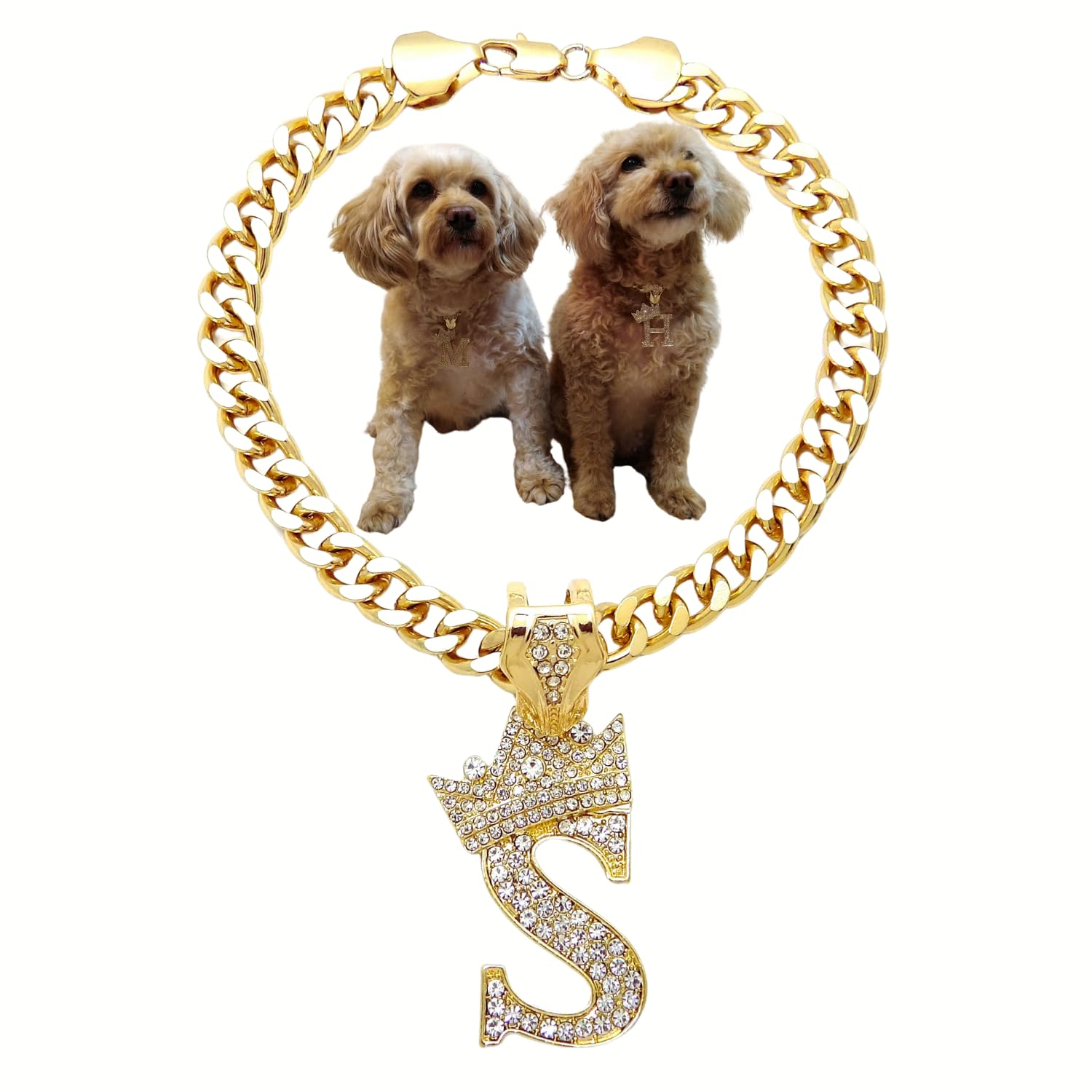 Initial Letter Cuban Chain Dog Chain Pet Chain Pet, Cat, Puppy Necklace (S, 12'')