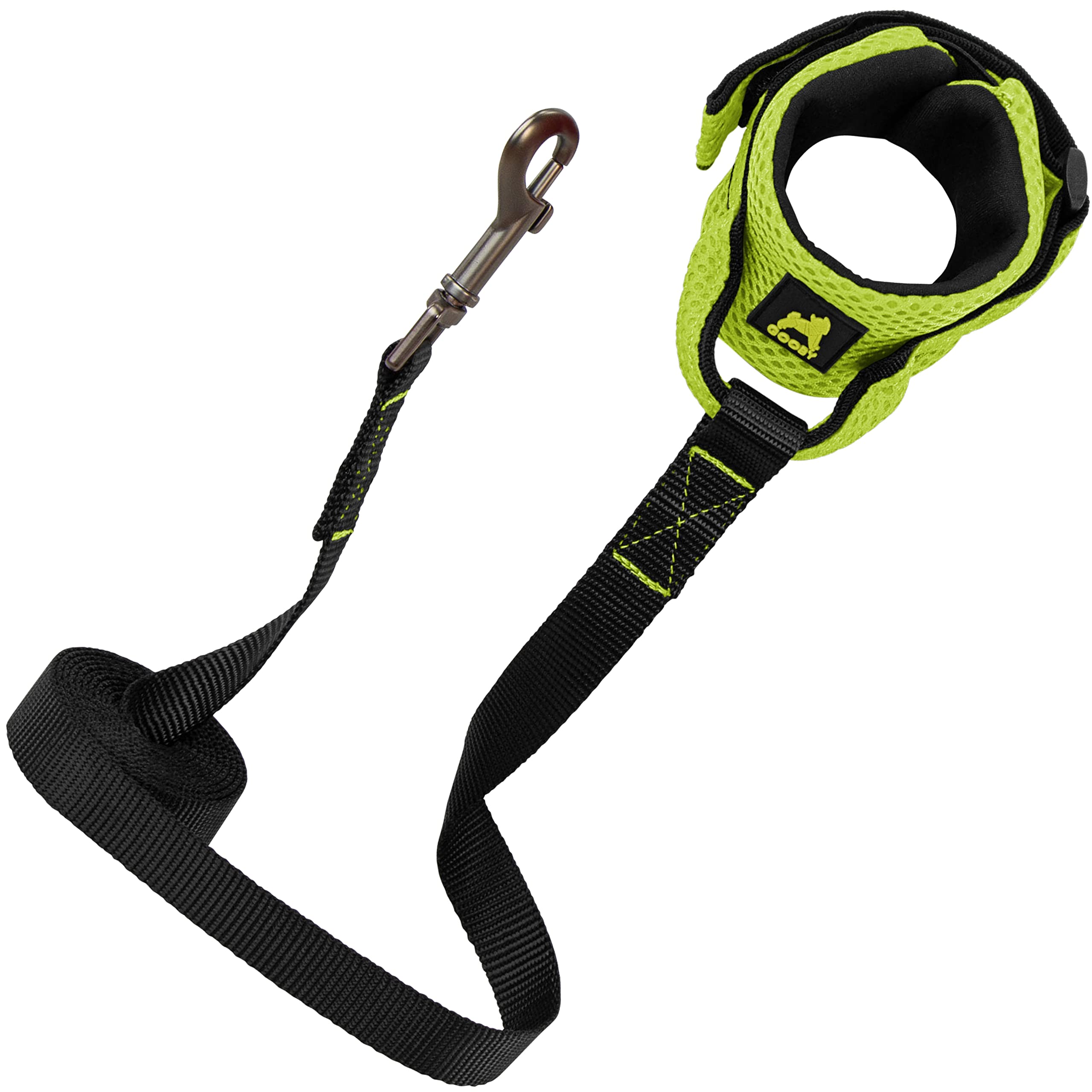 Gooby Soft Mesh Wrist Band Surfer Leash - Green, 6 Ft - Comfortable Hands Free Leash With Elastic Band For Small, Medium And Large Dogs