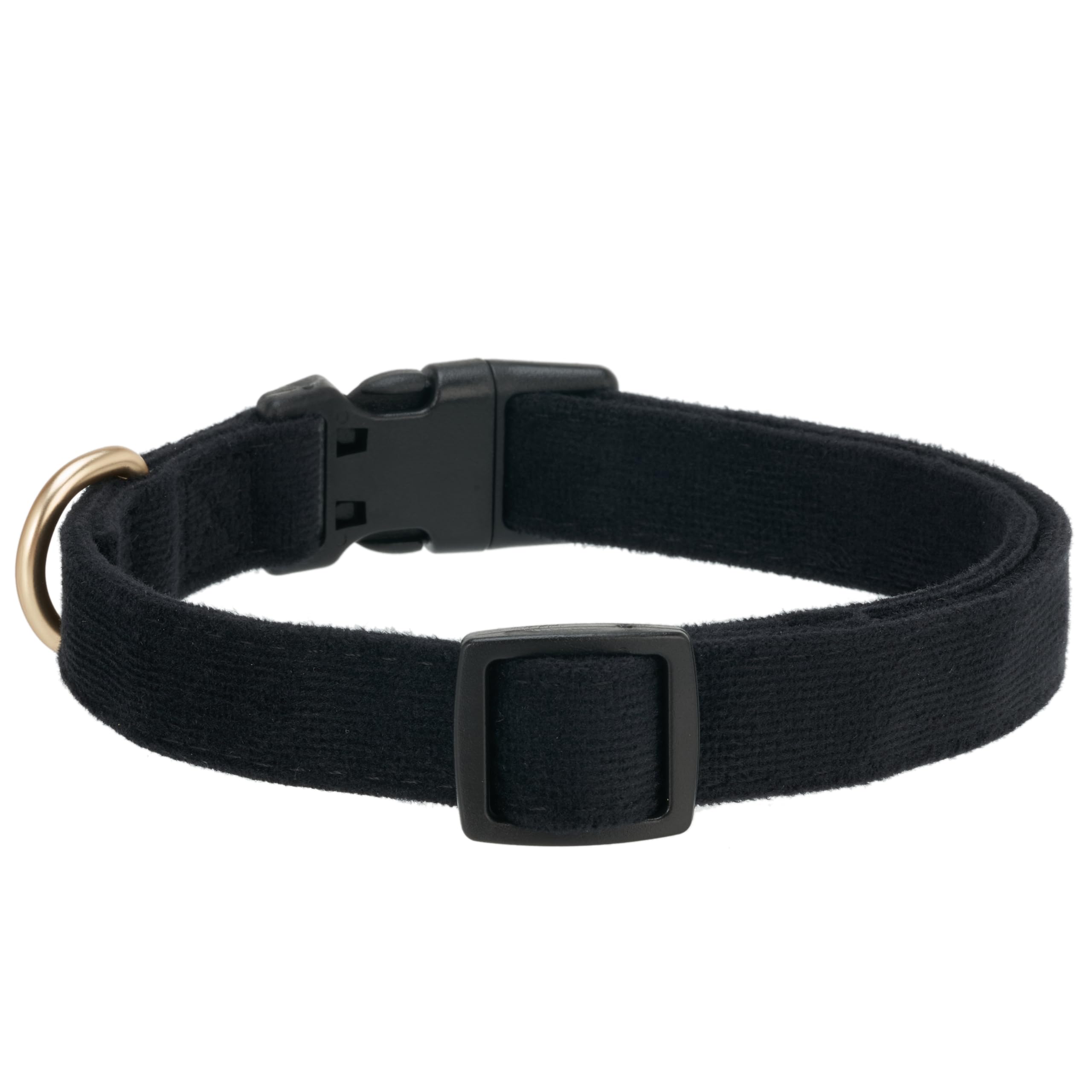 Petiry Soft Corduroy Fibric Dog Collar, Quick Side Release Buckle, for Small Dogs.(Black,Small:10-15'')