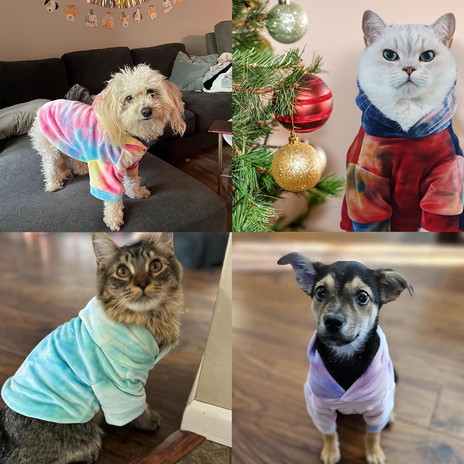 Mklhgty Tie Dye Dog Hoodie Puppy Sweater Sweatshirt, Cold Weather Coat Pet Clothes For Dog Cat