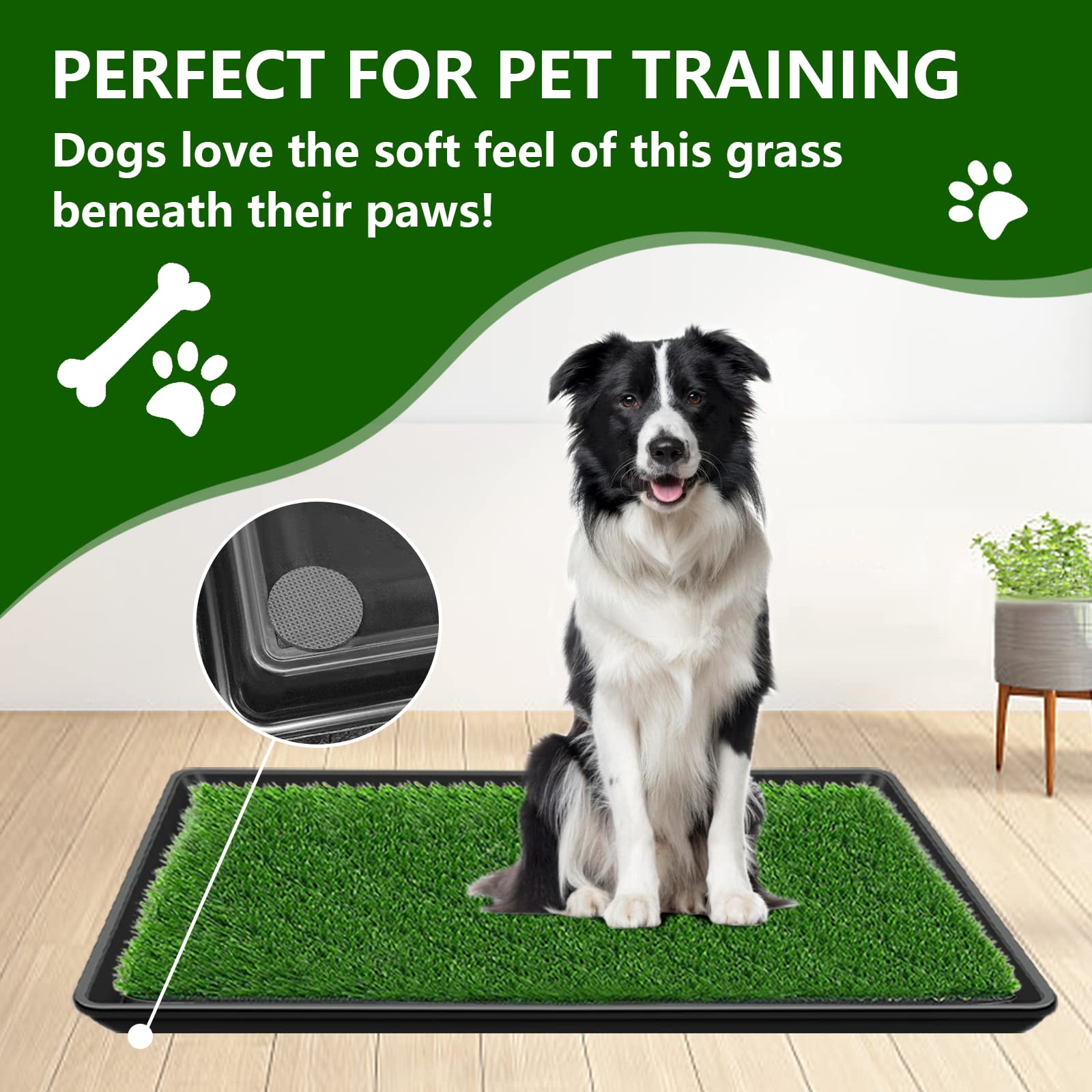 Embellbatt 35.4 X 23.6In Dog Grass Pad With Tray Pet Potty Fake Grass Training Mat Artificial Grass For Dogs With Tray On Indoor And Outdoor